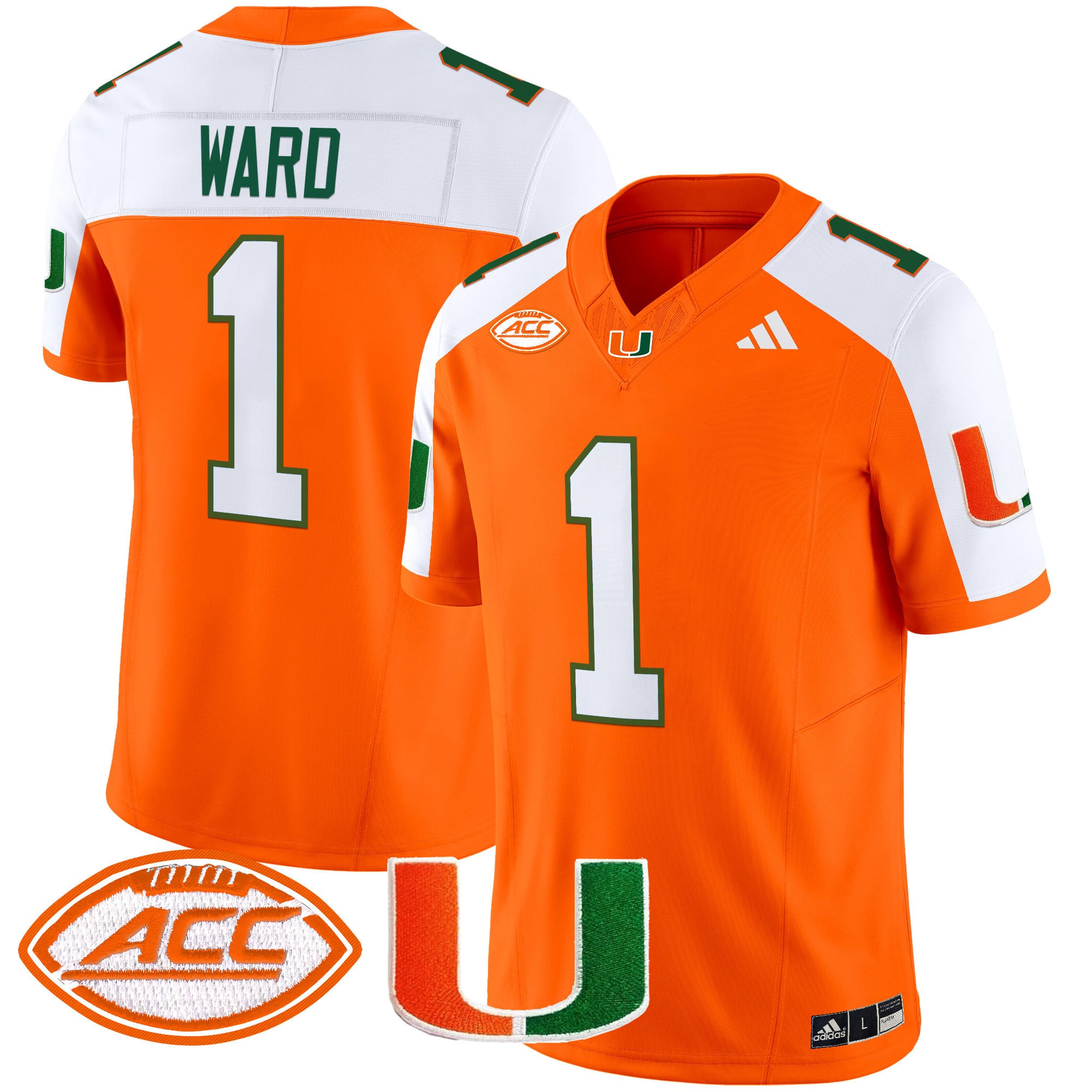 adidas ward Miami Hurricanes Orange Jersey - Adidas Miami Hurricanes