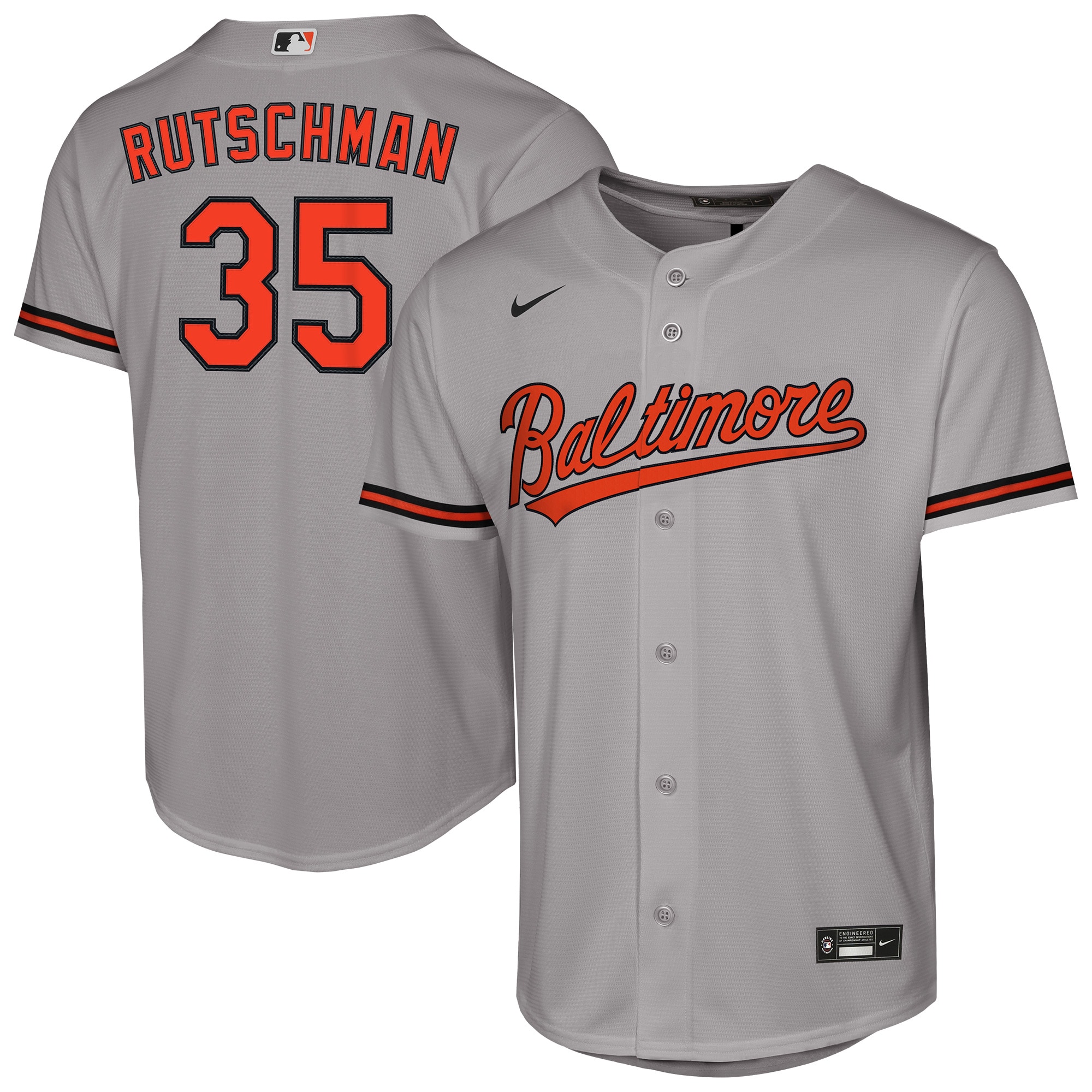 Adley Rutschman Baltimore Orioles Youth Road Jersey - Gray