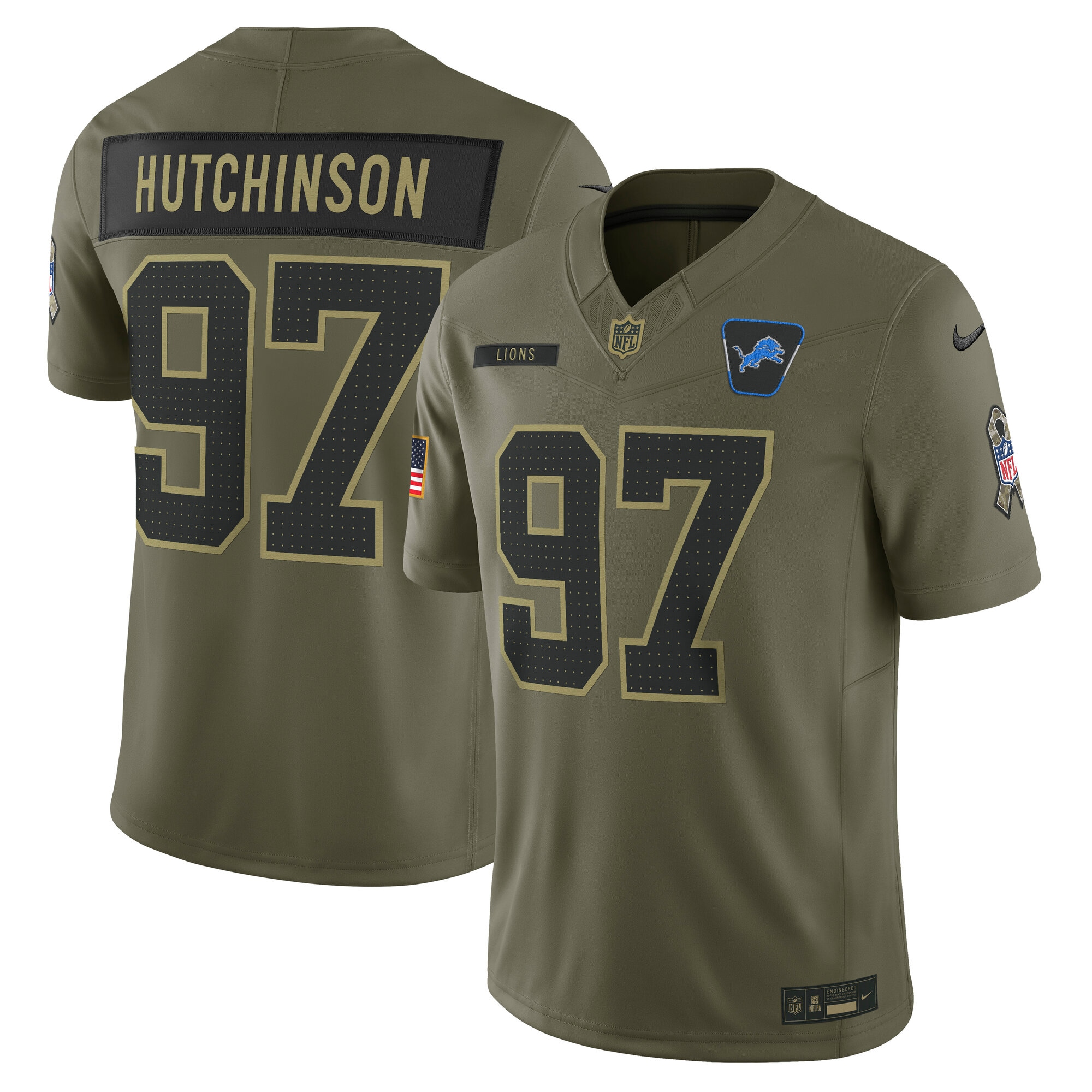 Aidan Hutchinson Detroit Lions 2025 Salute to Service Limited Jersey - Olive
