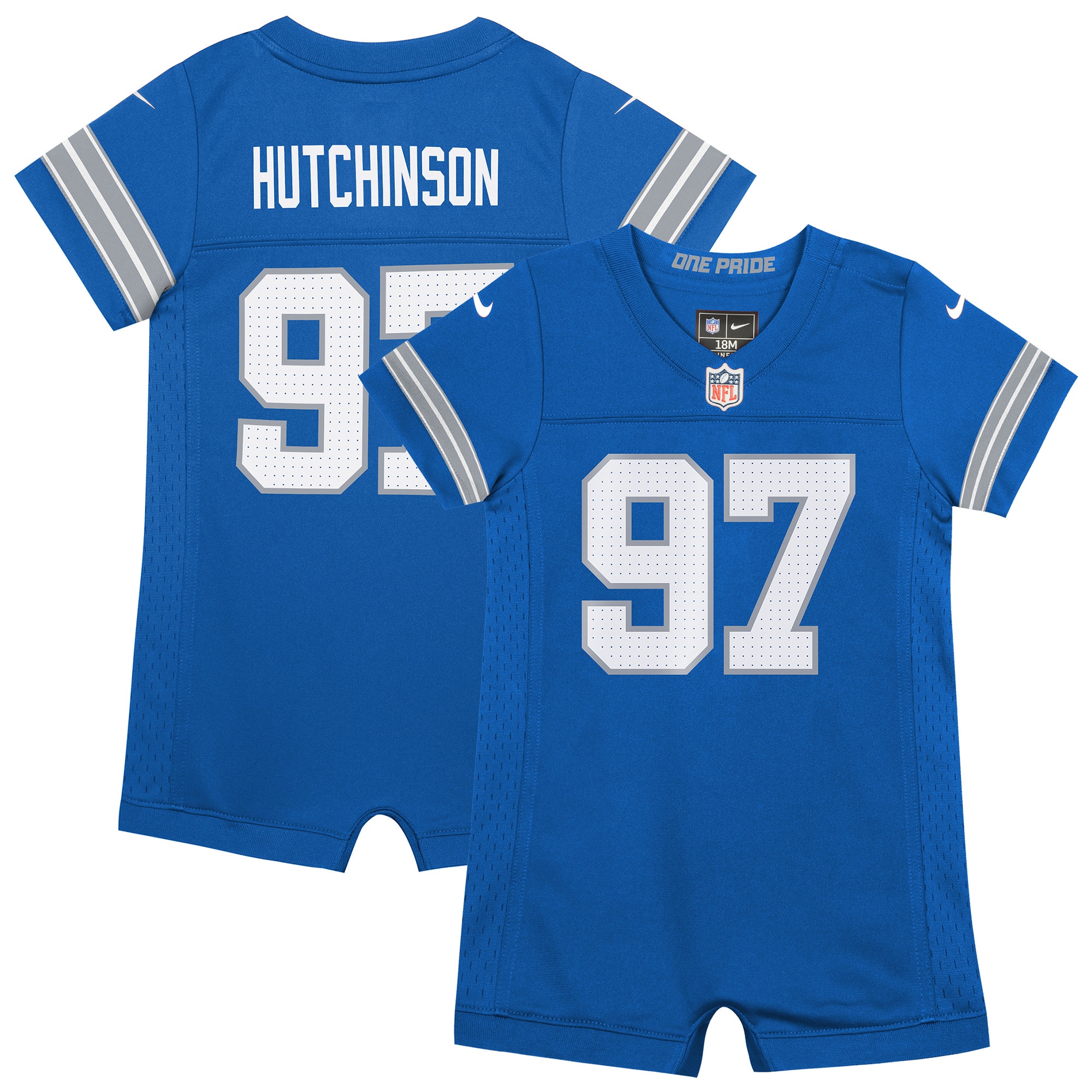 Aidan Hutchinson Detroit Lions Newborn & Infant Game Romper Jersey - Blue
