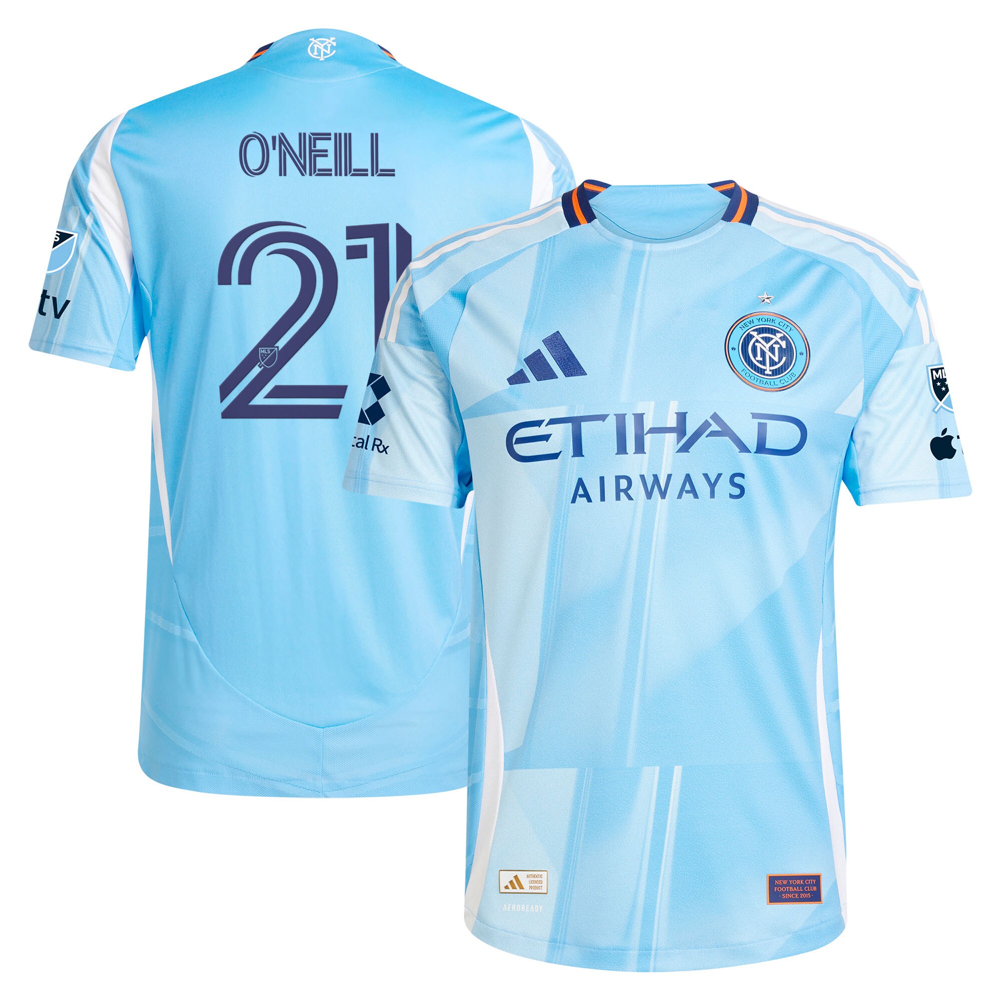 Aiden O’Neill New York City FC 2025 The Excelsior Kit On-Field Jersey – Light Blue