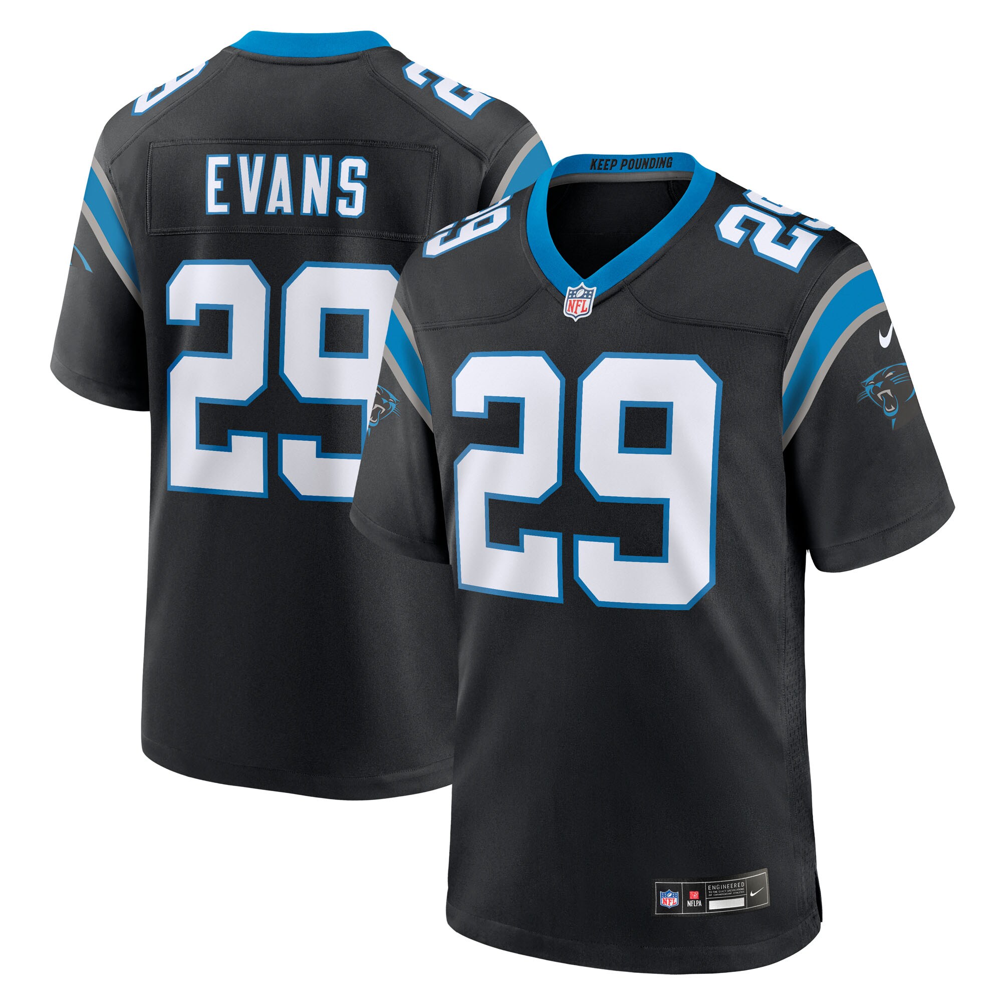 Akayleb Evans Carolina Panthers Team Game Jersey - Black