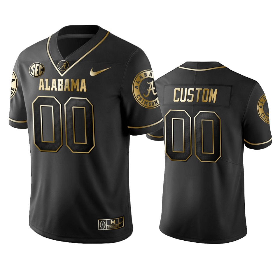 Alabama Black Gold Jersey - Nike Alabama Black & Gold Custom Football