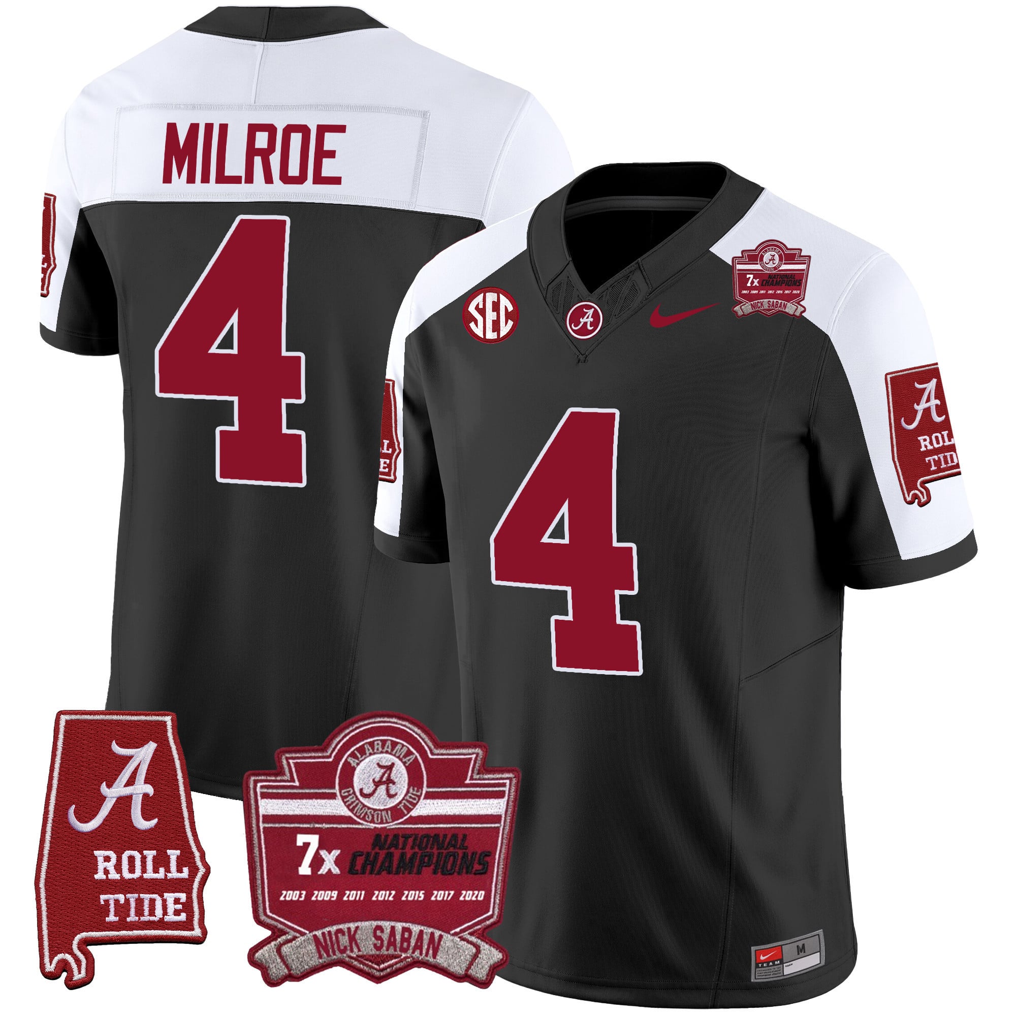 Alternative view of Alabama Crimson Tide Saban Jersey - Nike - Black Replica
