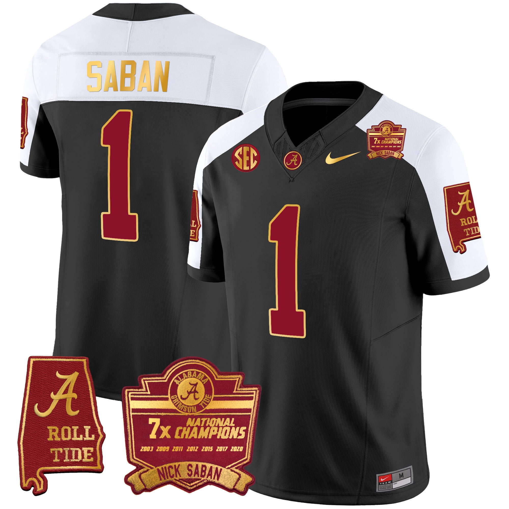 Alabama Saban #1 Jersey - Nike - Black - Limited Edition