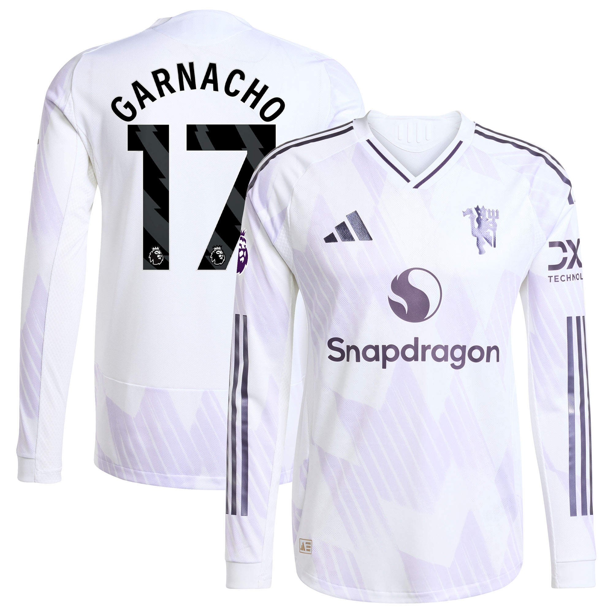 Alejandro Garnacho Manchester United 2025/26 Away Long Sleeve Player Jersey - White