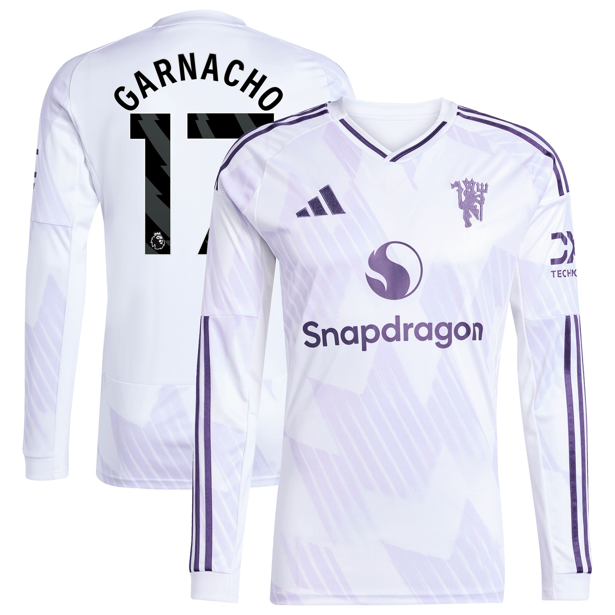 Alejandro Garnacho Manchester United 2025/26 Away Long Sleeve Player Jersey - White