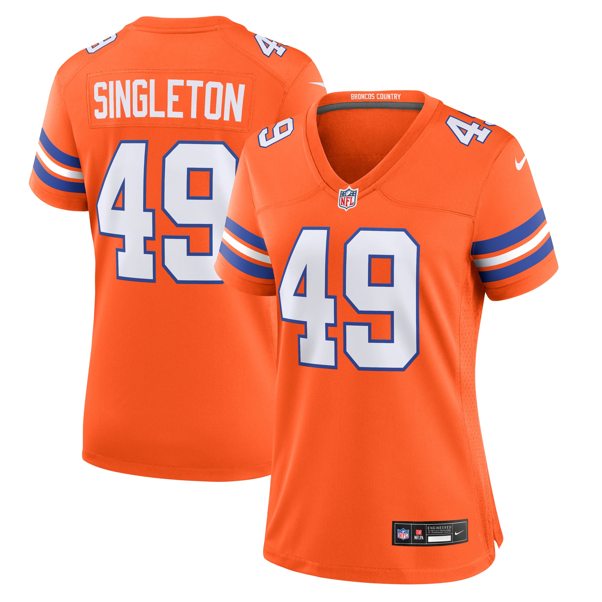 Alex Singleton Denver Broncos Women's Alternate Game Jersey - Orange
