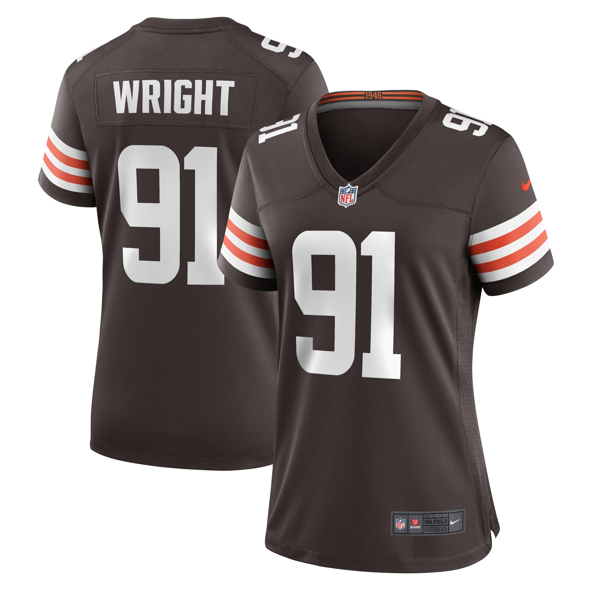 Alex Wright Cleveland Browns Women's Team Game Jersey - Brown