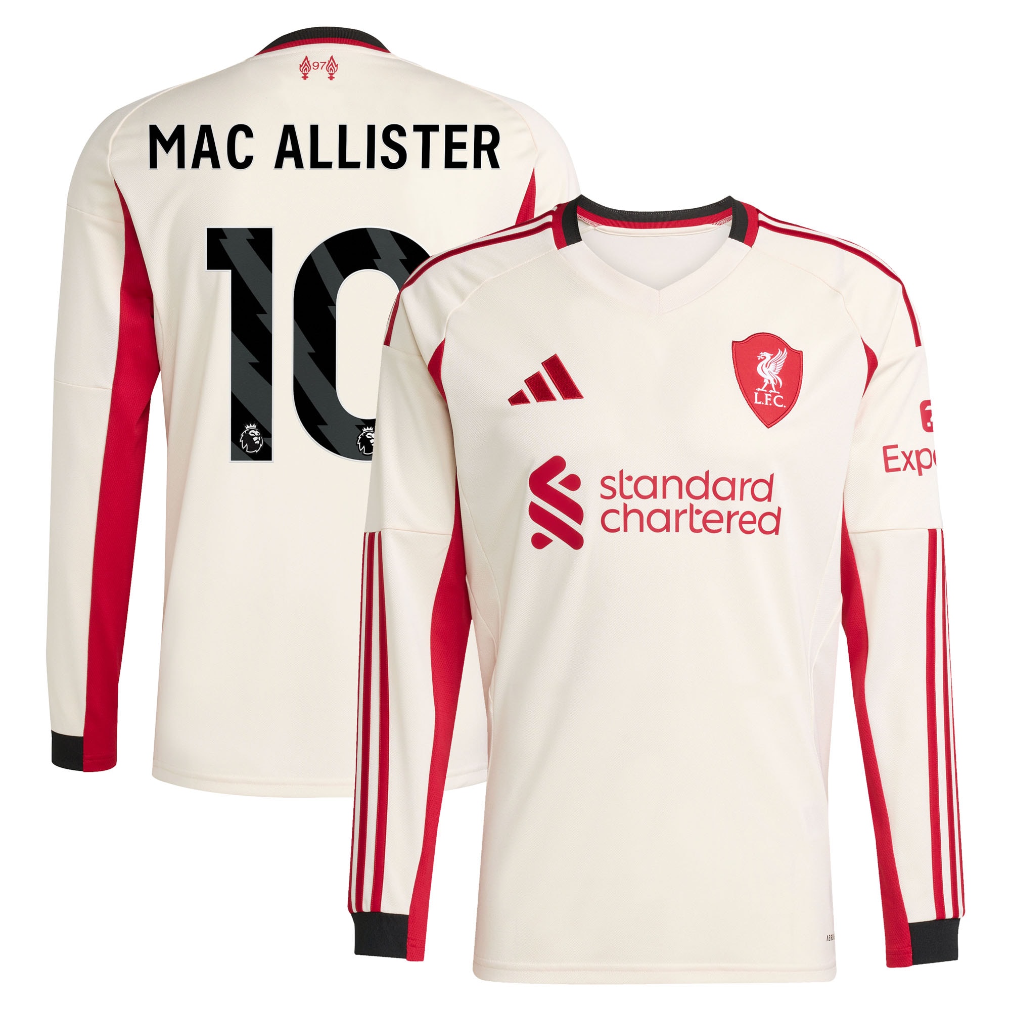 Alexis Mac Allister Liverpool 2025/26 Away Long Sleeve Player Jersey - White
