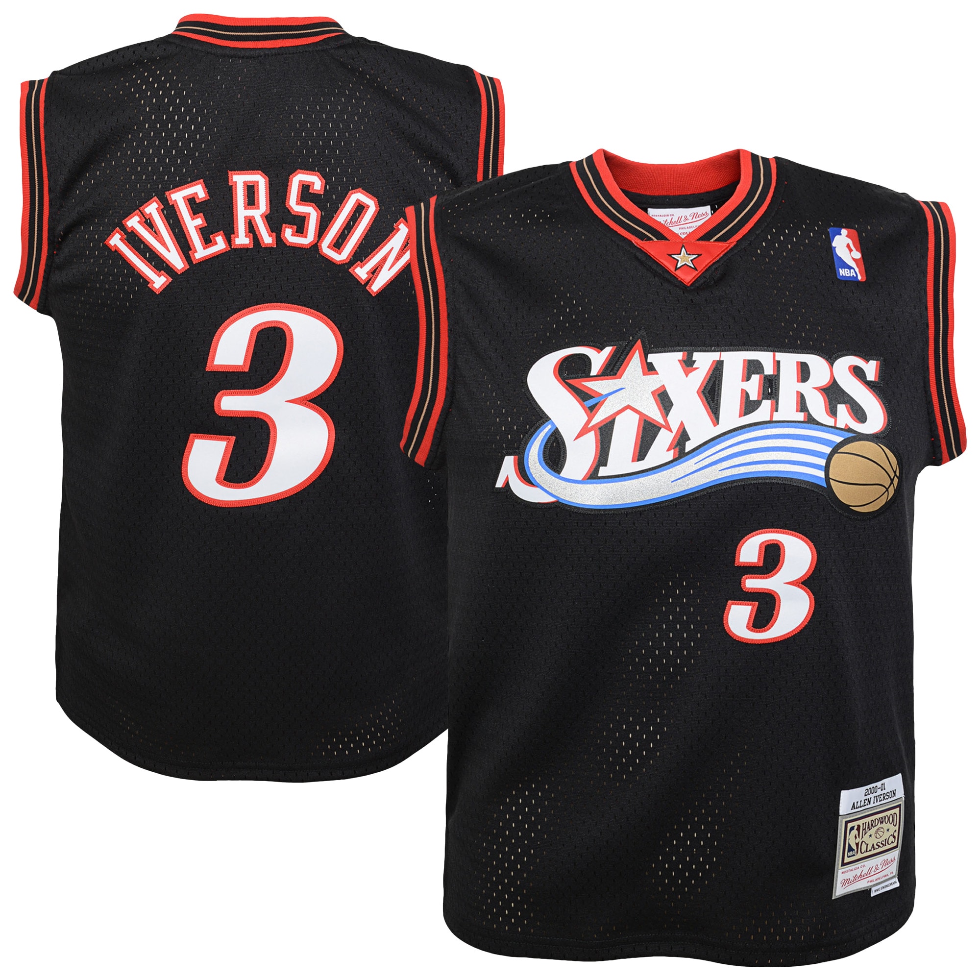 Allen Iverson Philadelphia 76ers Youth 2000-01 Swingman Road Jersey - Black
