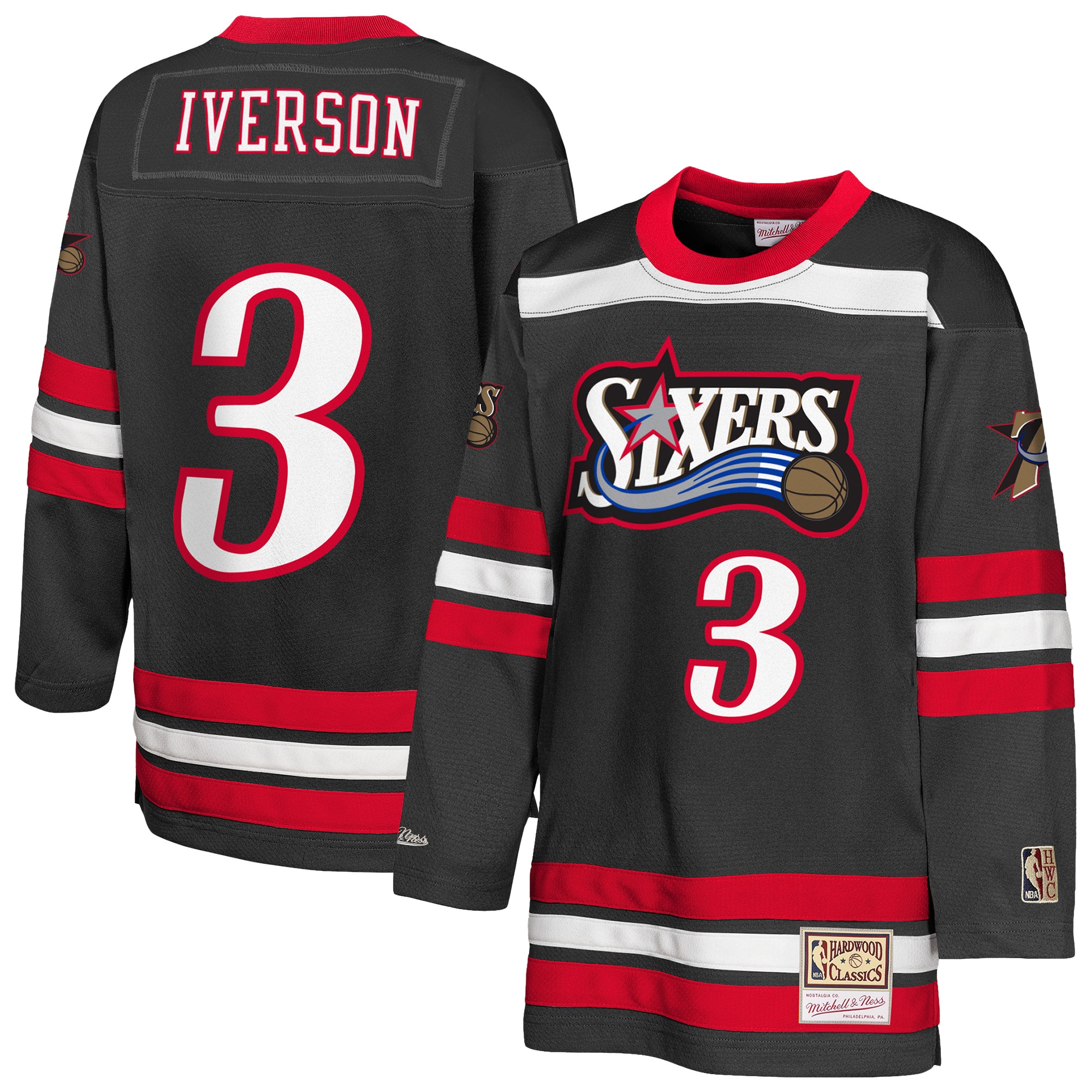 Allen Iverson Philadelphia 76ers Youth Maxxed Out 2.0 Fashion Hockey Jersey - Black