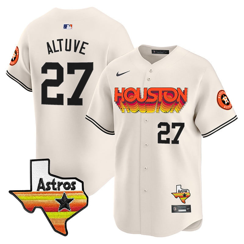 Altuve Astros Cream Jersey - Nike Altuve #27 Astros Jersey - Cream