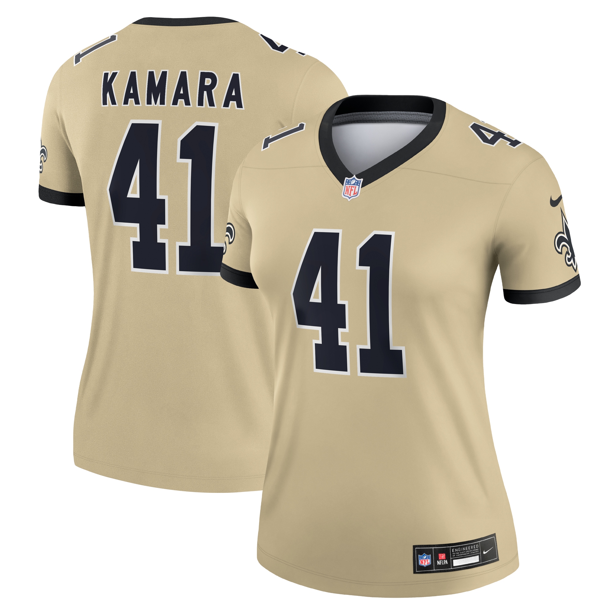 Alvin Kamara New Orleans Saints Women's Gameday Golds Alternate Legend Player Performance Top - Gold