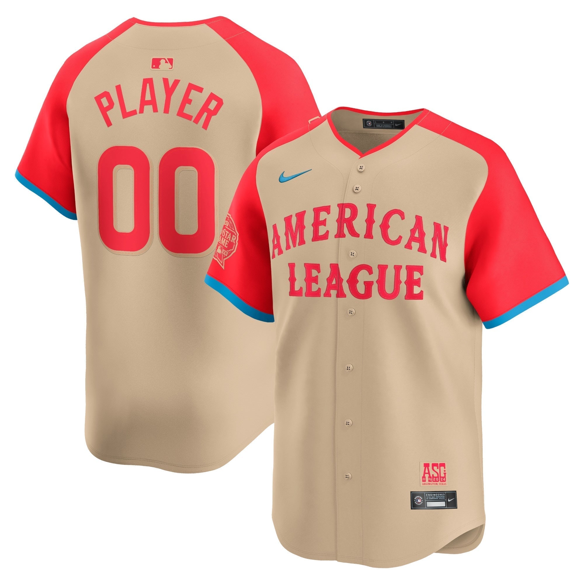 American League ASG 2024 Jersey - Nike - Tan & Red