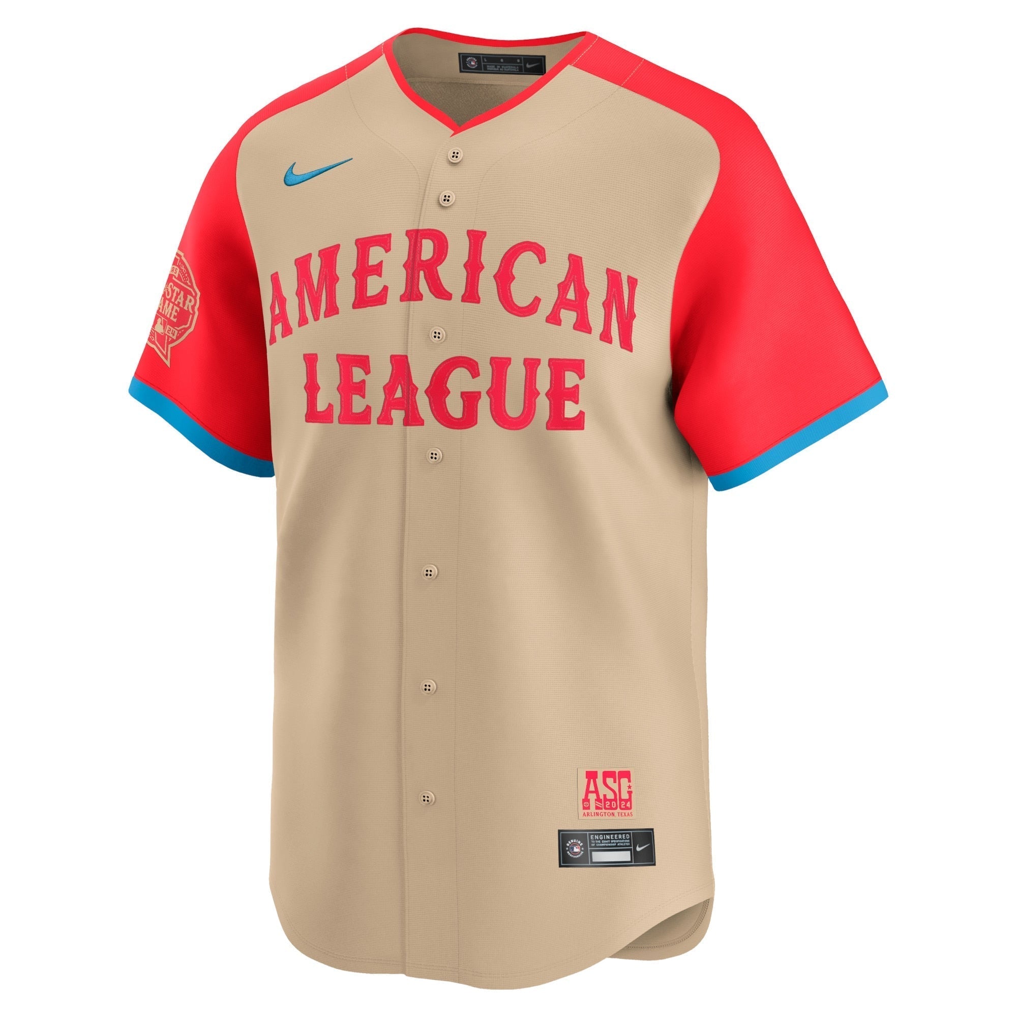 Alternative view of American League ASG 2024 Jersey - Nike - Tan & Red