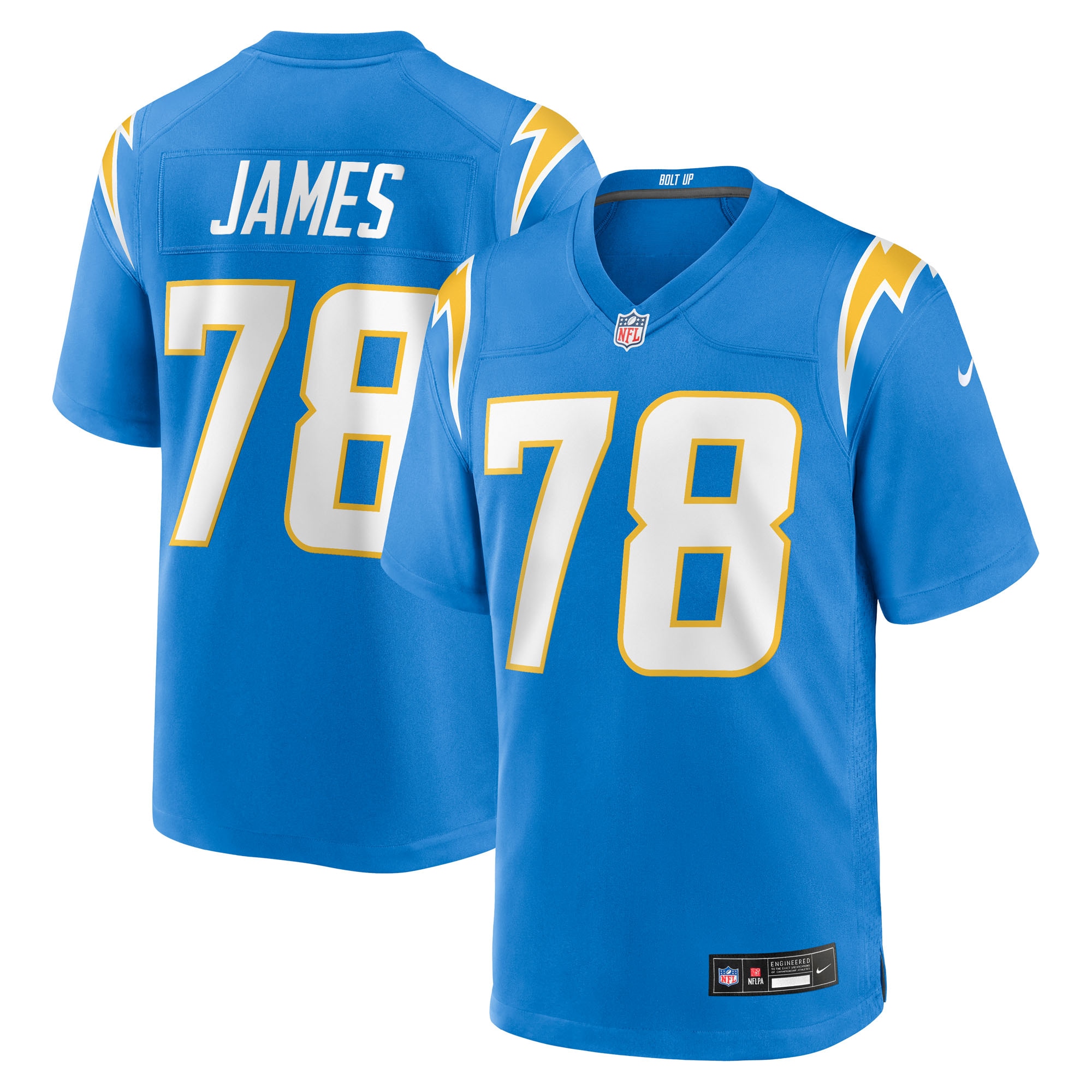 Andre James Los Angeles Chargers Team Game Jersey - Powder Blue