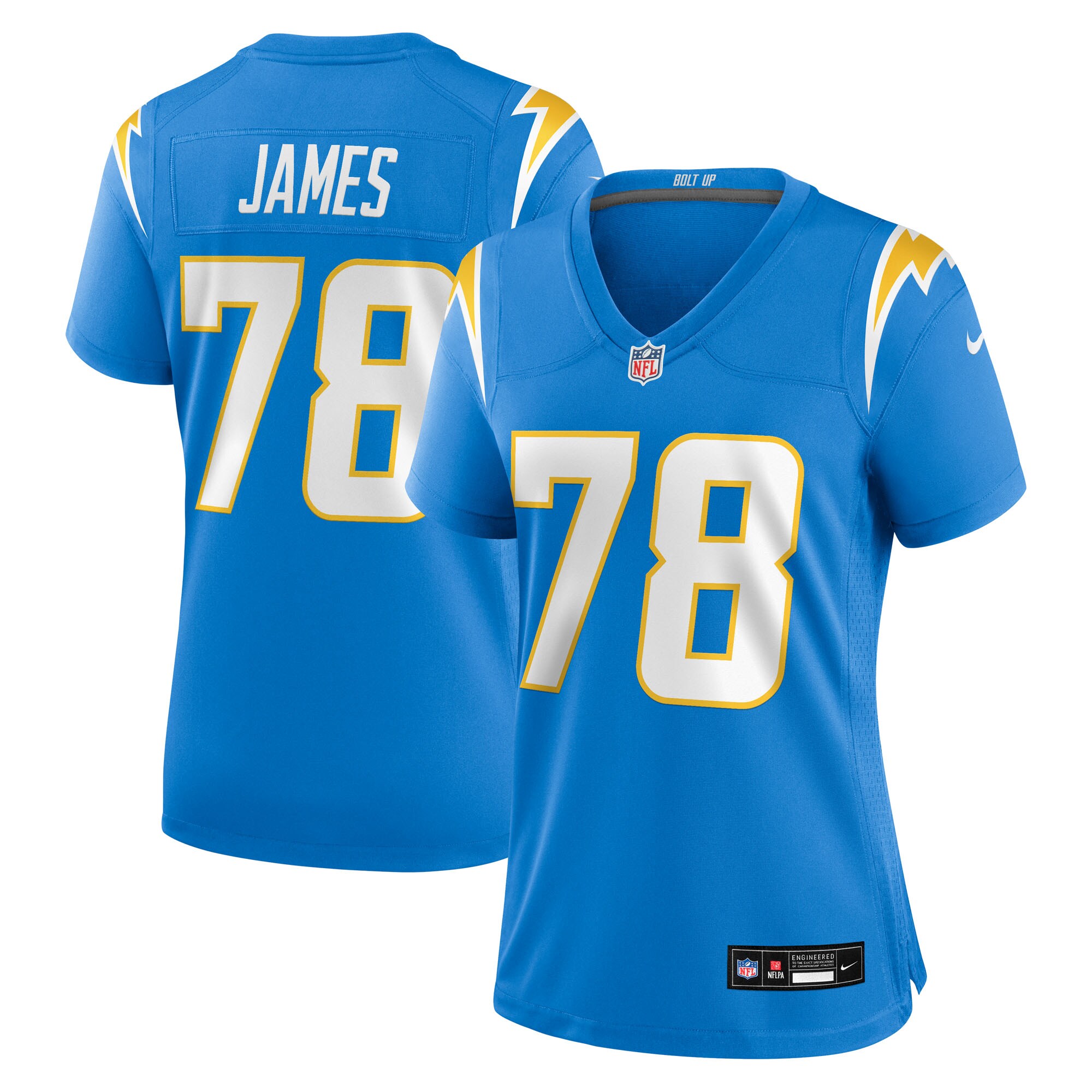 Andre James Los Angeles Chargers Women's Team Game Jersey - Powder Blue