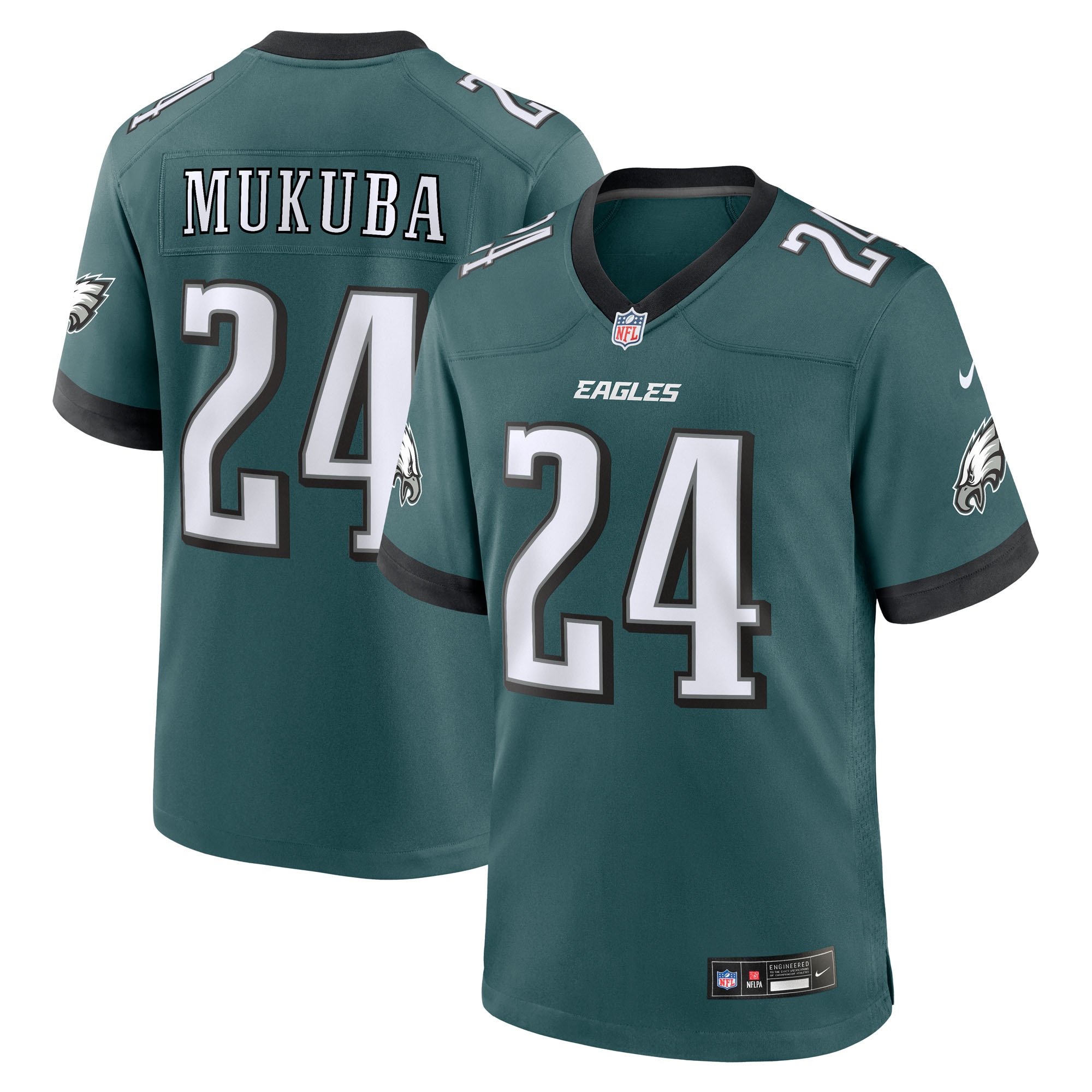 Andrew Mukuba Philadelphia Eagles Team Game Jersey - Midnight Green