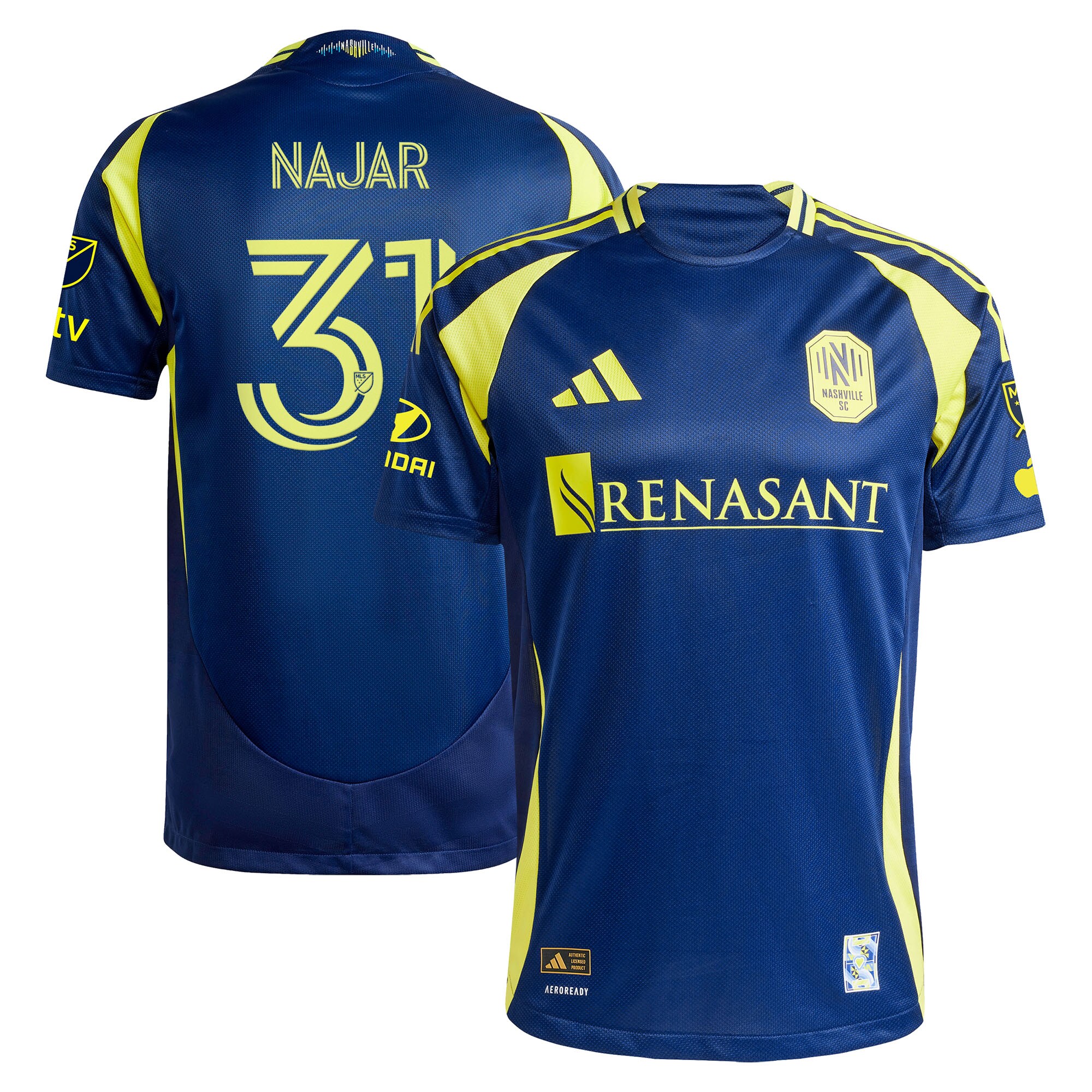 Andy Najar Nashville SC 2025 The Heart of Nashville Kit On-Field Jersey – Navy