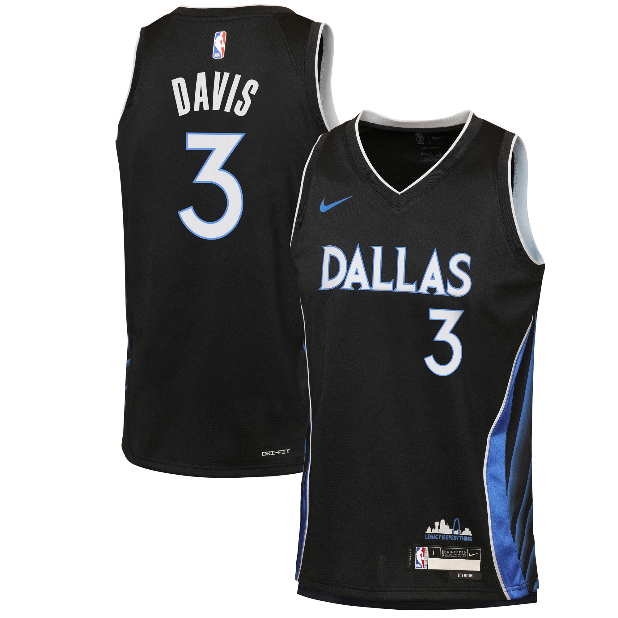 Anthony Davis Dallas Mavericks Youth 2025/26 City Edition Swingman Jersey - Black