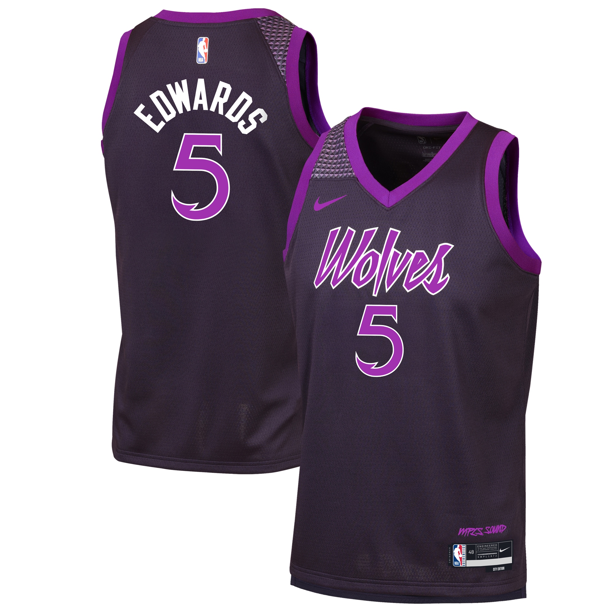 Anthony Edwards Minnesota Timberwolves Youth 2025/26 City Edition Swingman Jersey - Purple