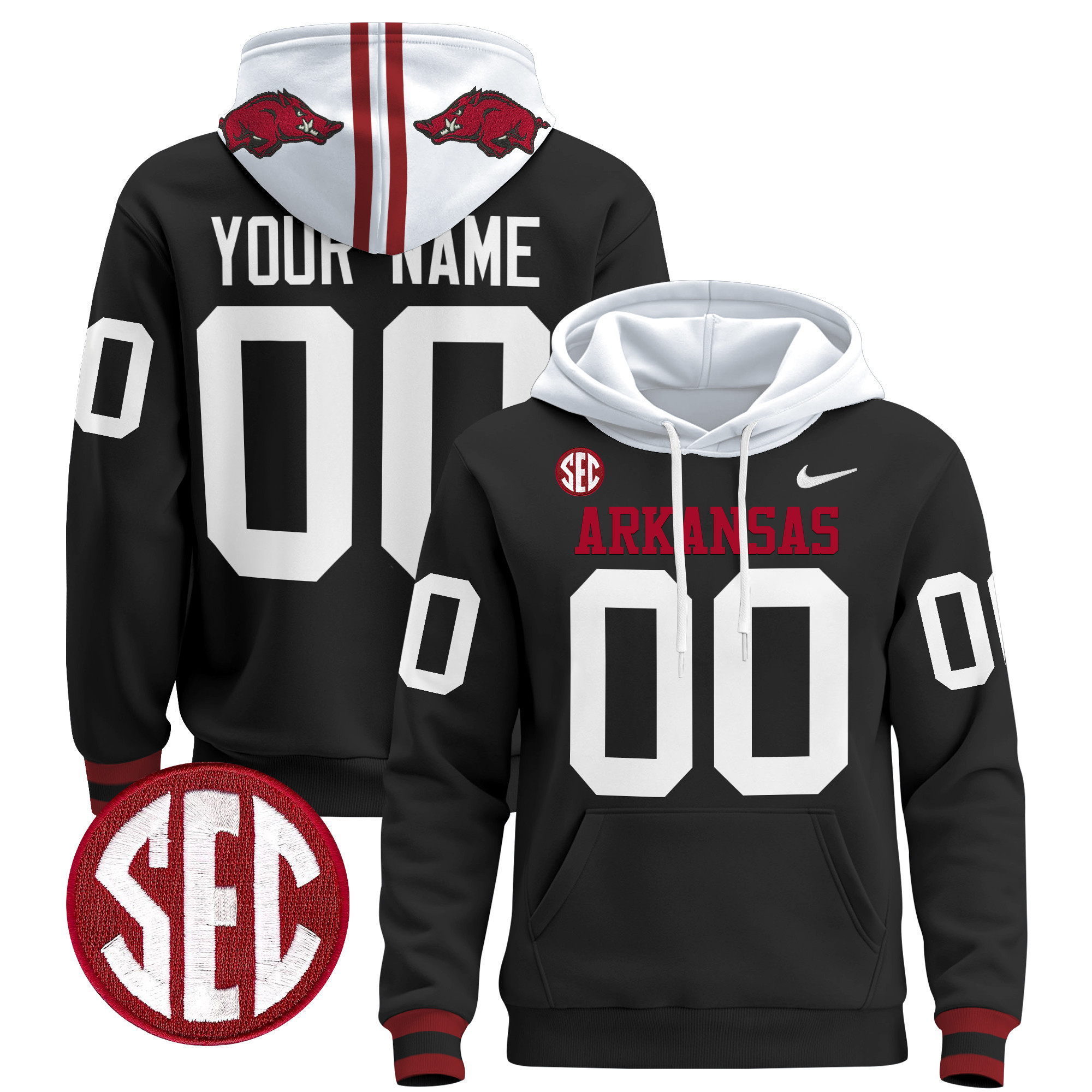 Arkansas Razorbacks Hoodie - Nike Arkansas Razorbacks Black Jersey