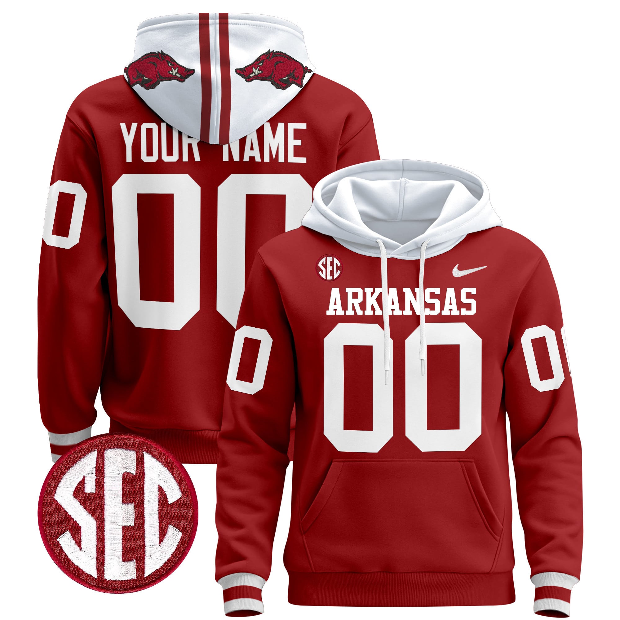 Alternative view of Arkansas Razorbacks Hoodie - Nike Arkansas Razorbacks Black Jersey