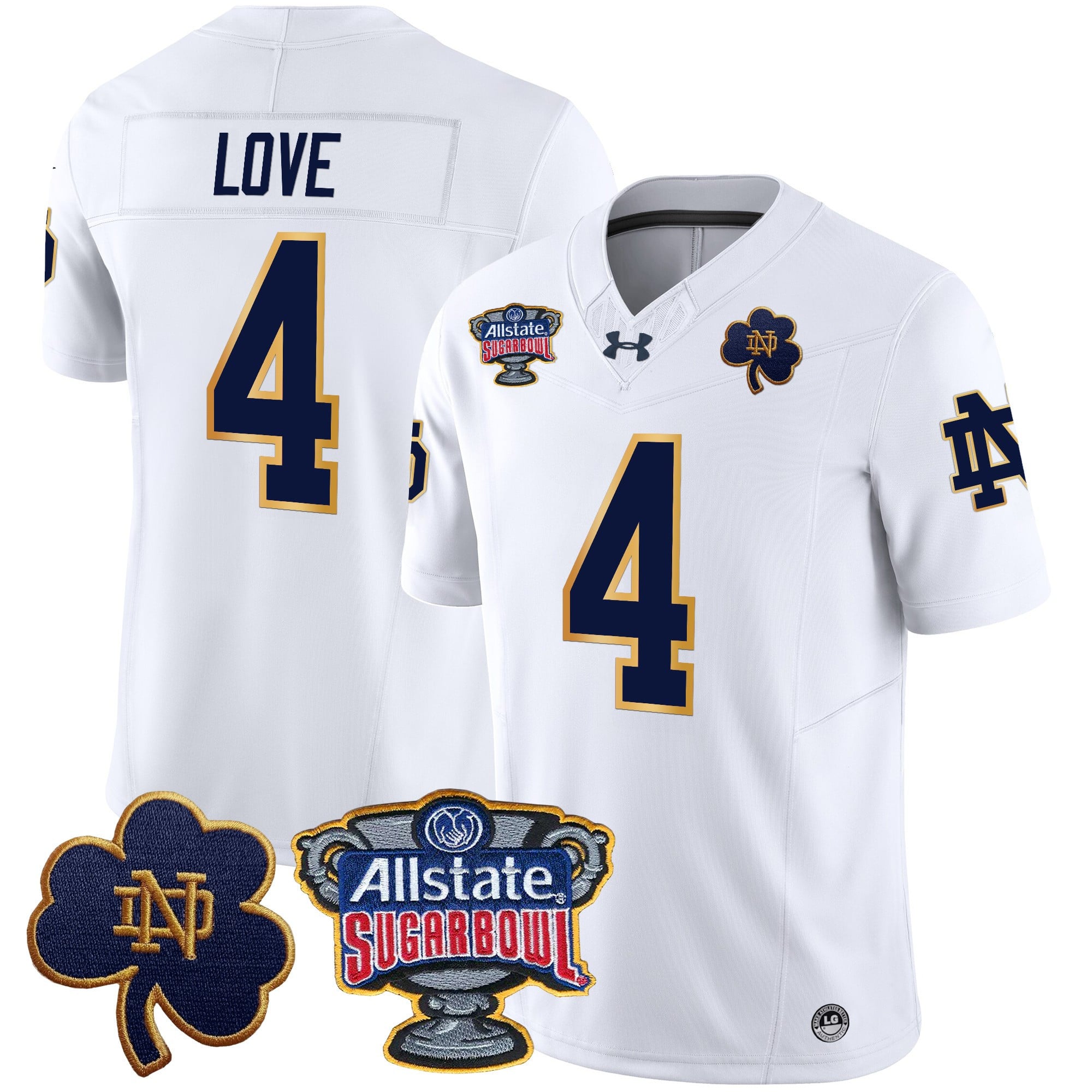 Alternative view of armour green Notre Dame Love #4 Jersey - Under Armour Notre Dame Love