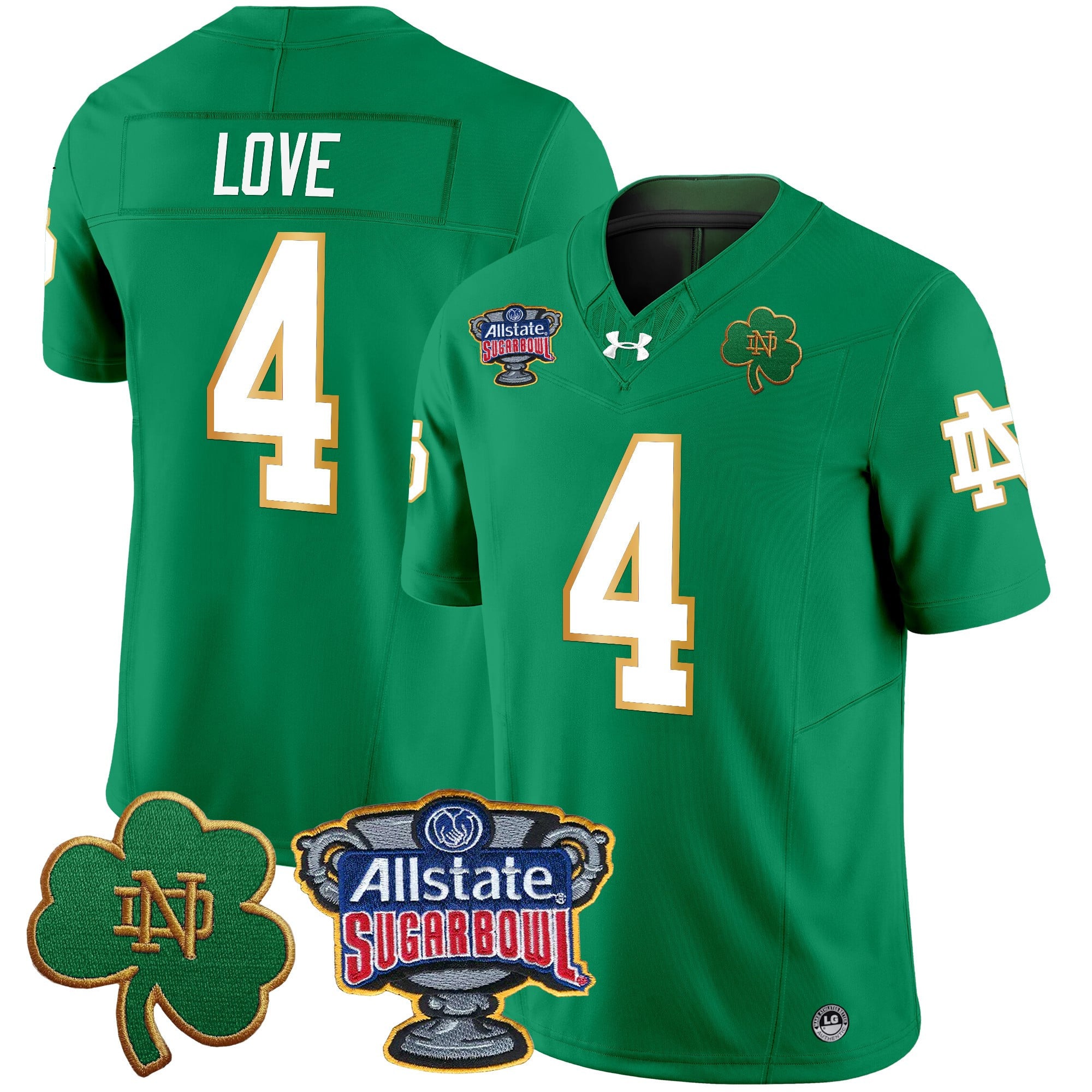 armour green Notre Dame Love #4 Jersey - Under Armour Notre Dame Love