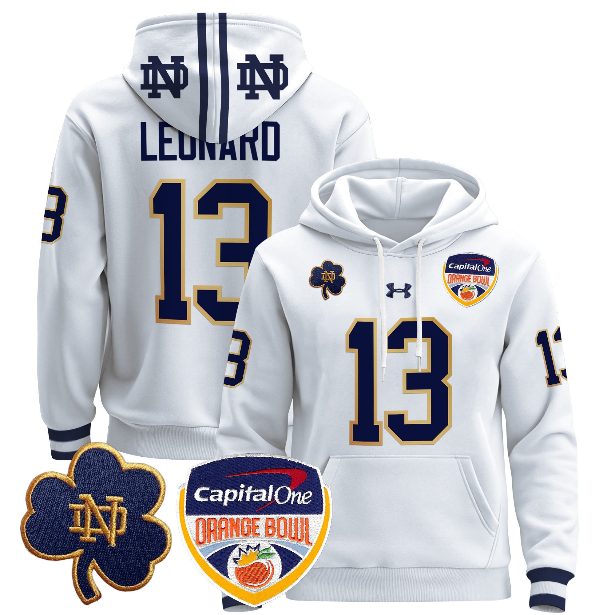 Alternative view of armour Notre Dame Orange Bowl Hoodie - Under Armour Notre Dame Orange