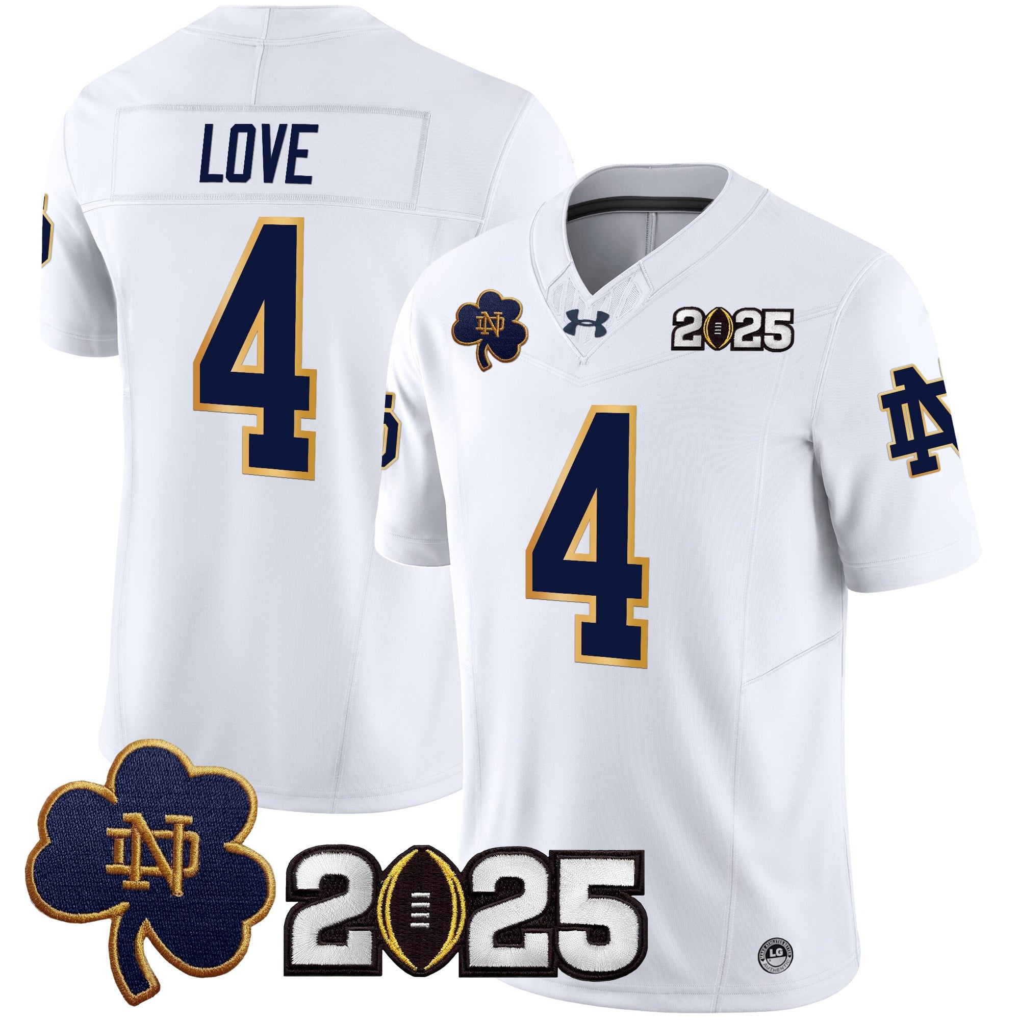 armour white Notre Dame Love #4 Jersey - Under Armour Notre Dame Love