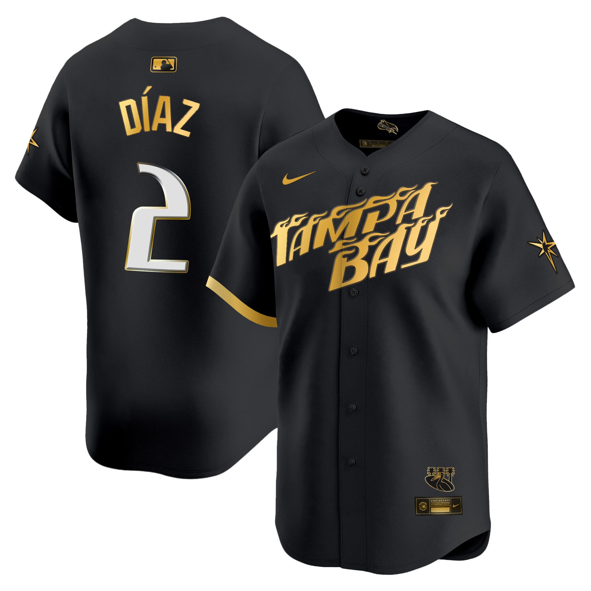 Alternative view of Arozarena Black & Gold Jersey - Nike Arozarena Tampa Bay Black & Gold