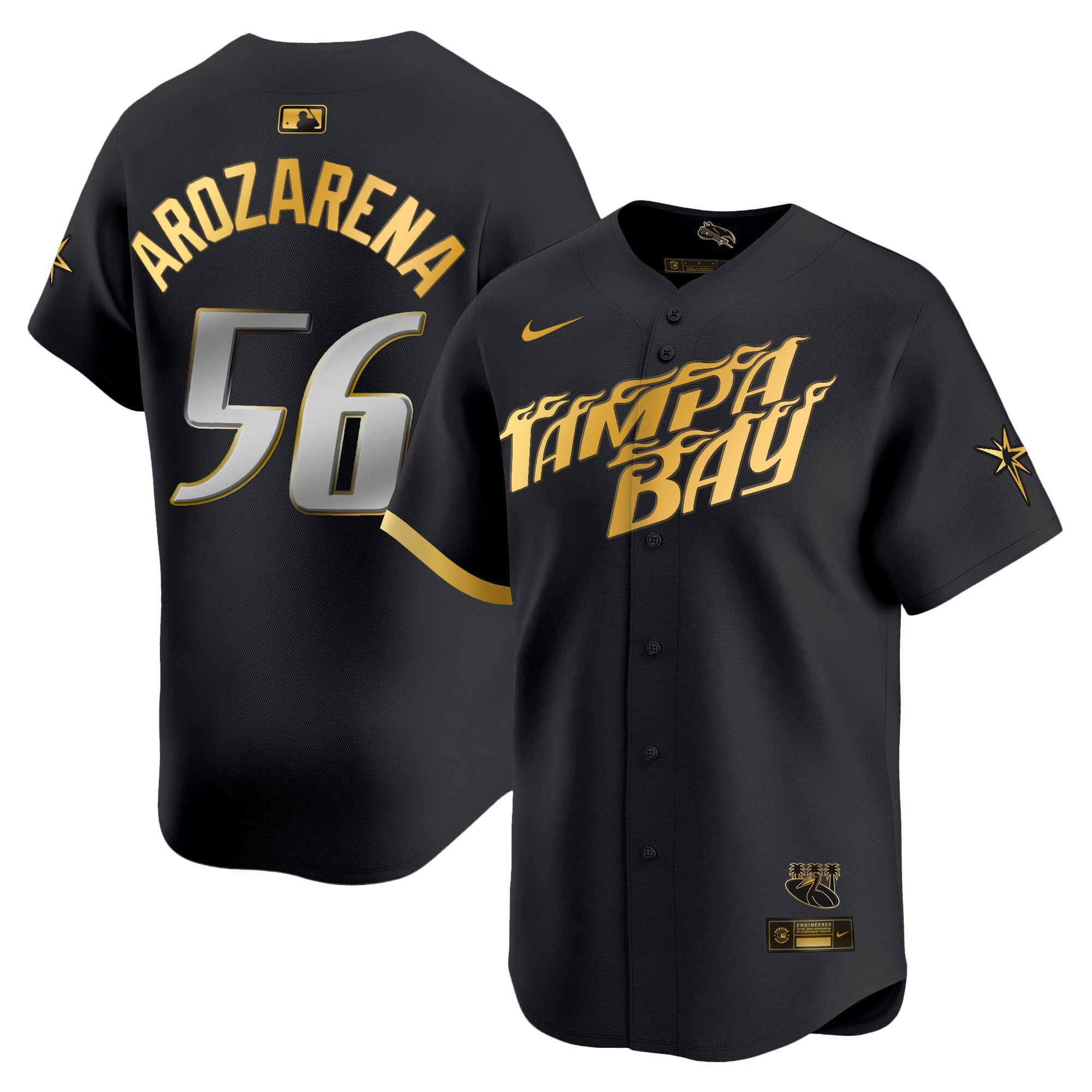 Arozarena Black & Gold Jersey - Nike Arozarena Tampa Bay Black & Gold