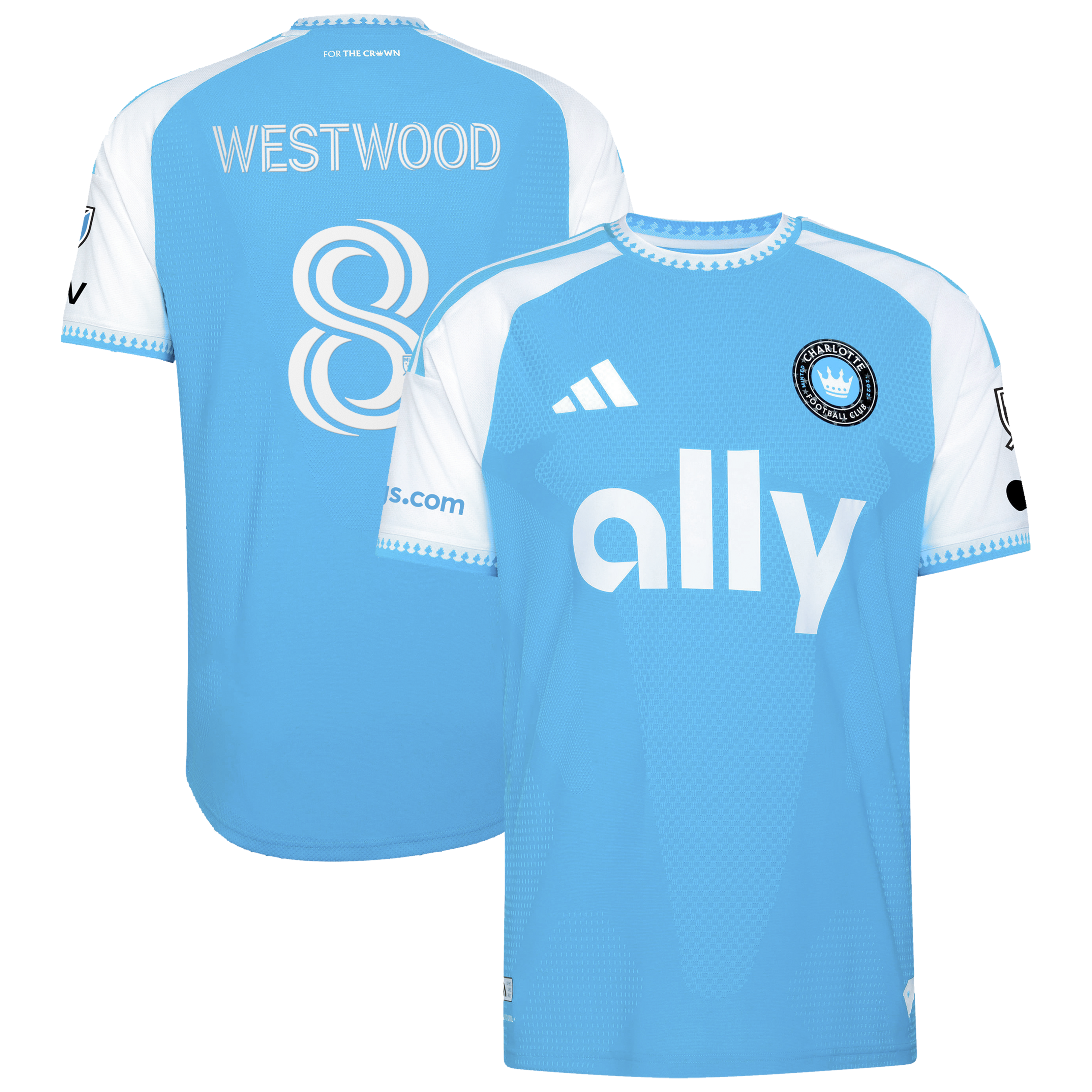 Ashley Westwood Charlotte FC 2026 Carolina Kit: Crowns Up On-Field Patch Jersey - Blue