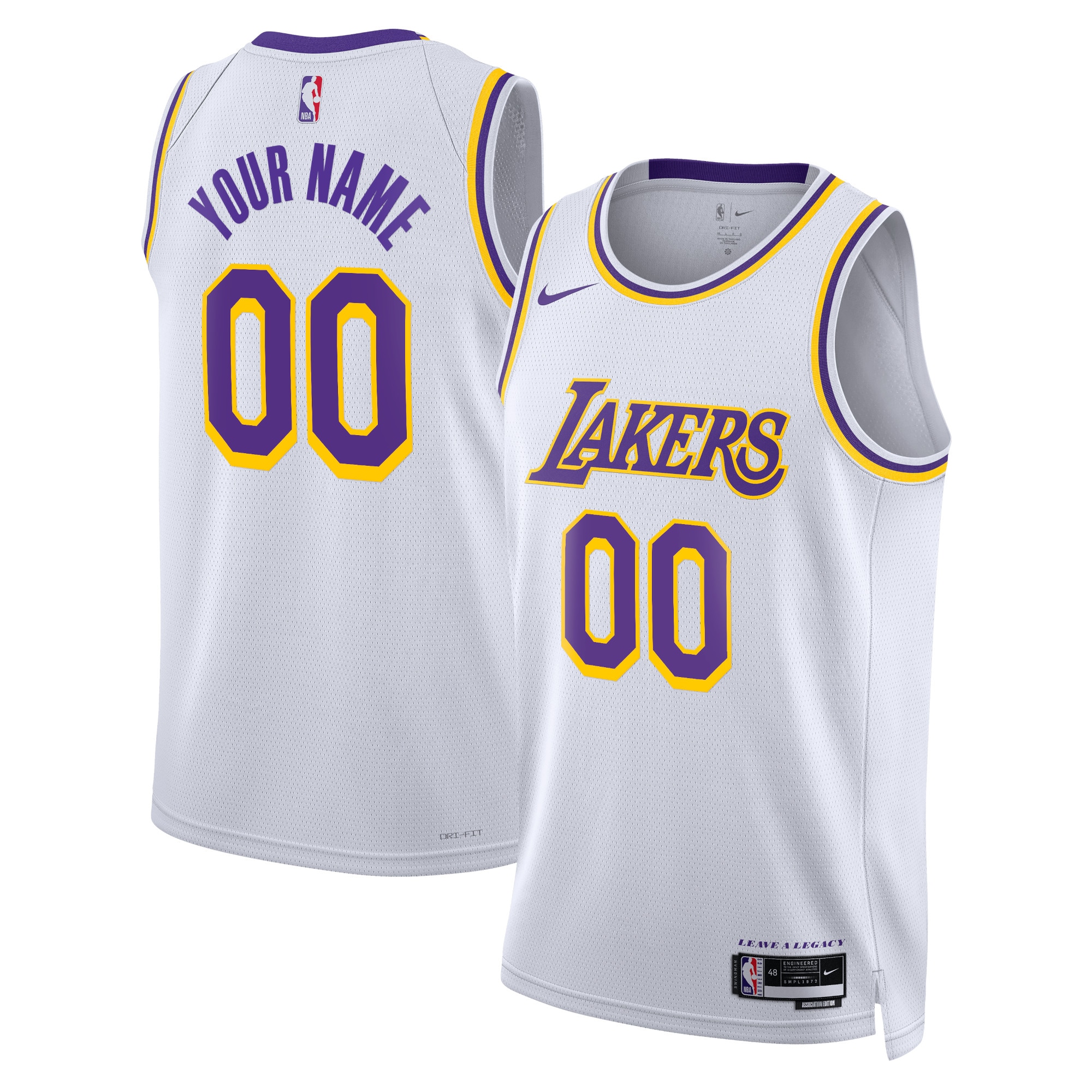 association Lakers White Custom Jersey Nike - Nike Lakers White
