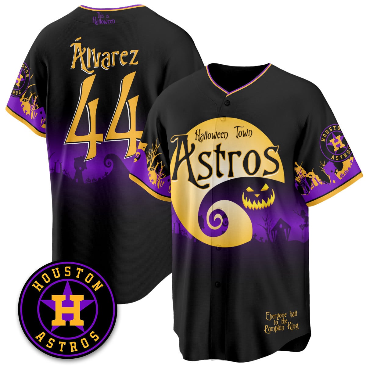 Alternative view of Astros Altruve Halloween Jersey - Black Pumpkin Edition Nike
