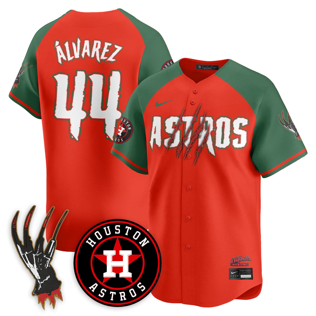 Alternative view of Astros Altuve Nightmare Jersey - Nike - Orange & Green