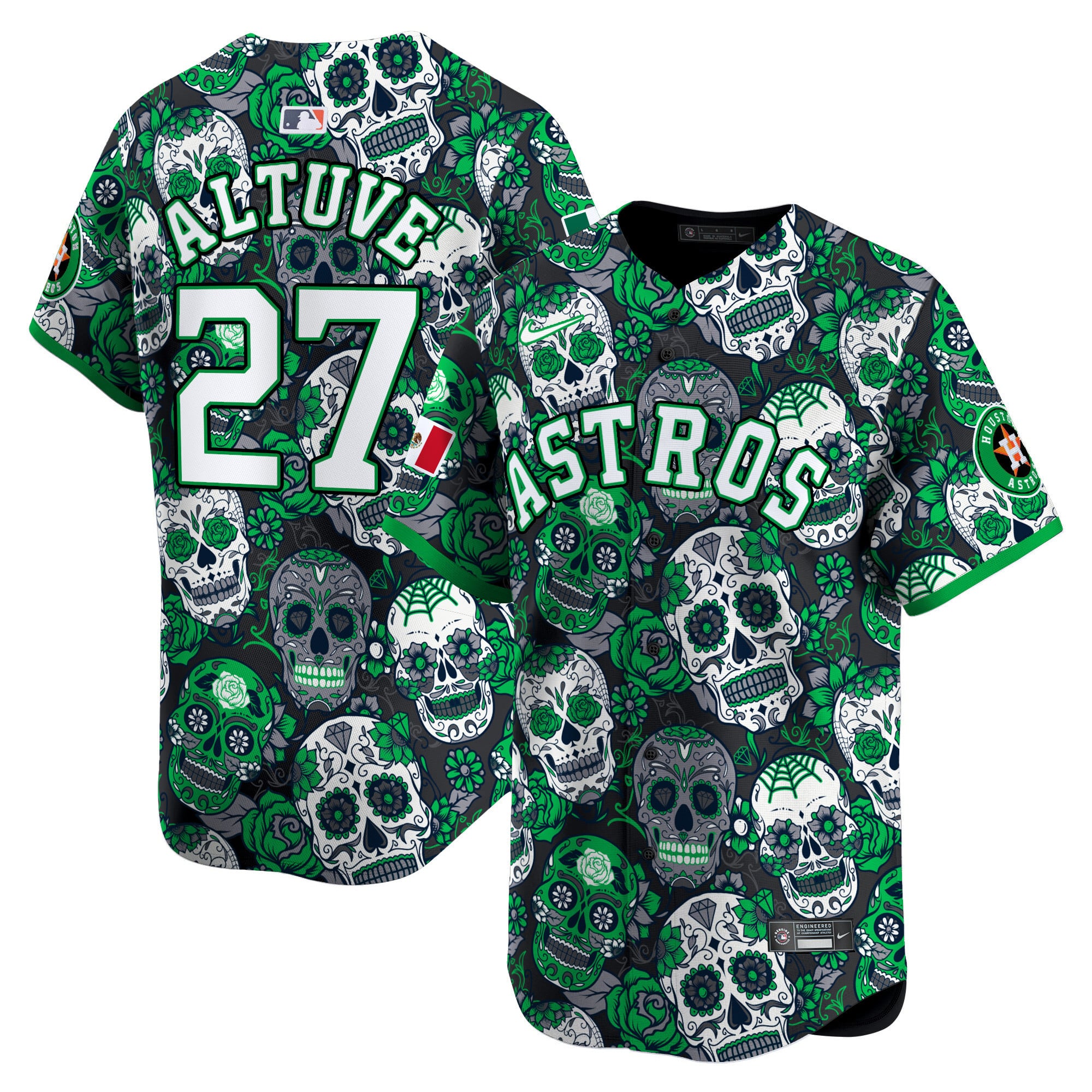 Astros Altuve Skull Jersey - Nike - Dia de los Muertos