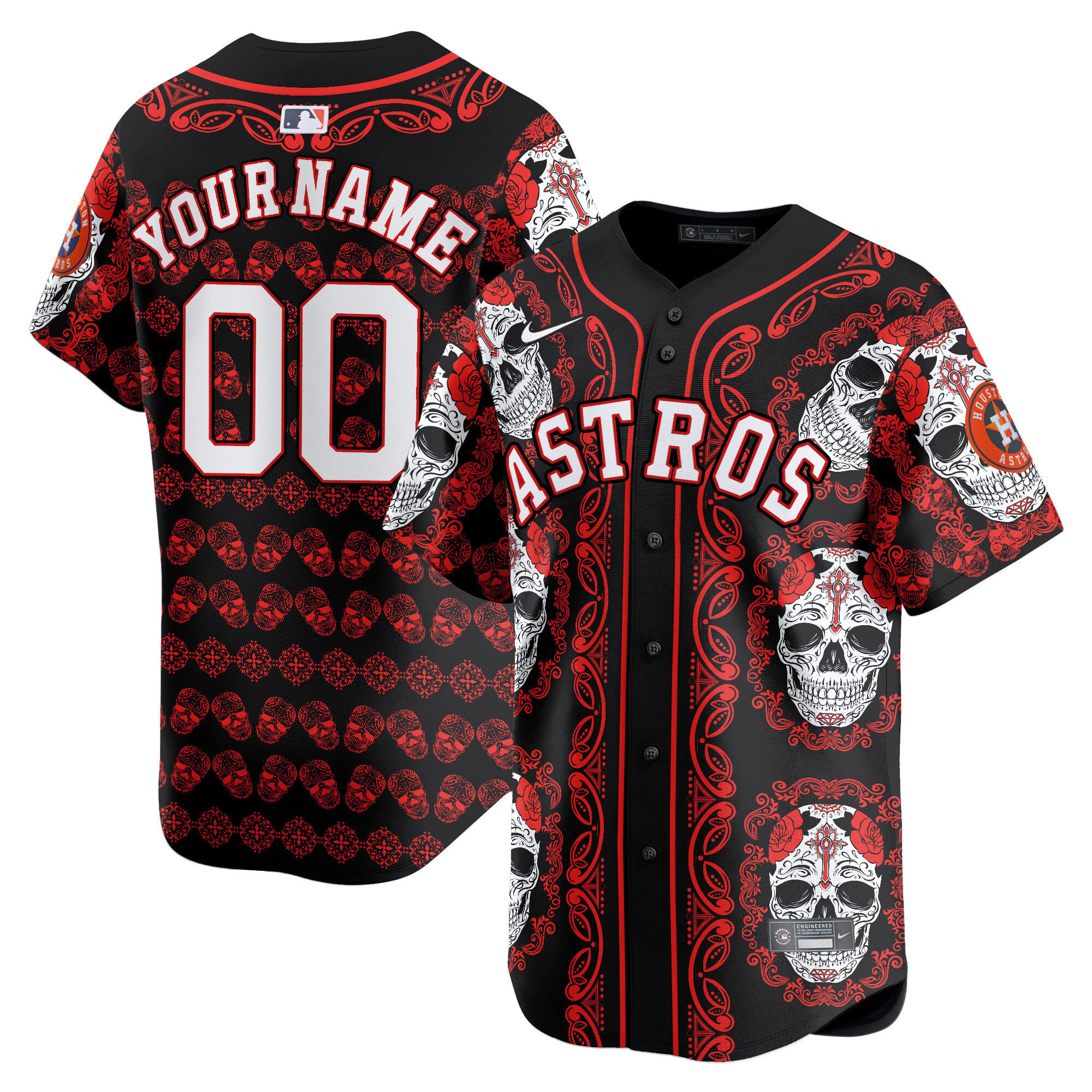 Alternative view of Astros Black Sugar Skull Jersey - Nike - Limited Edition