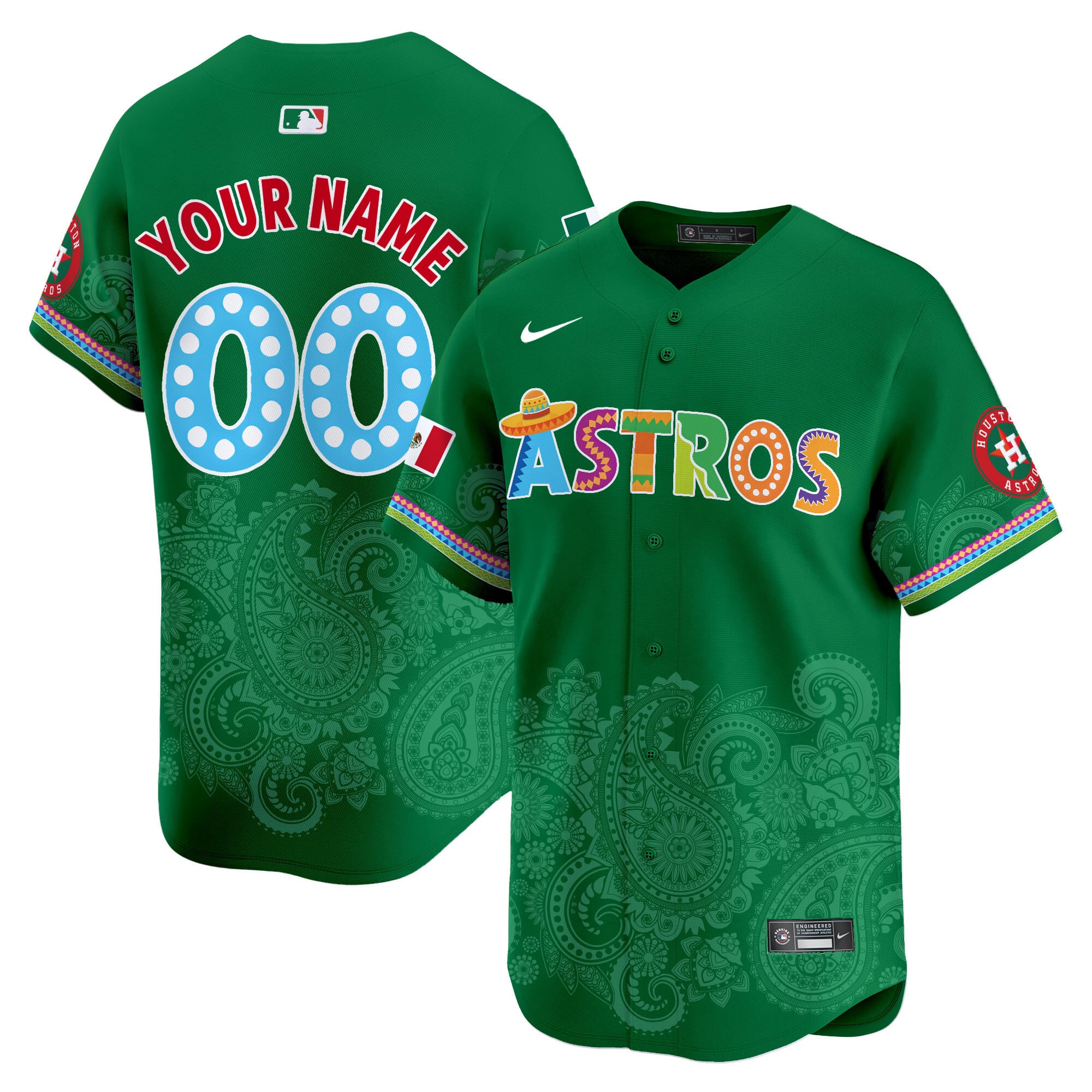 Alternative view of Astros Cinco de Mayo Jersey - Nike - Custom White Baseball