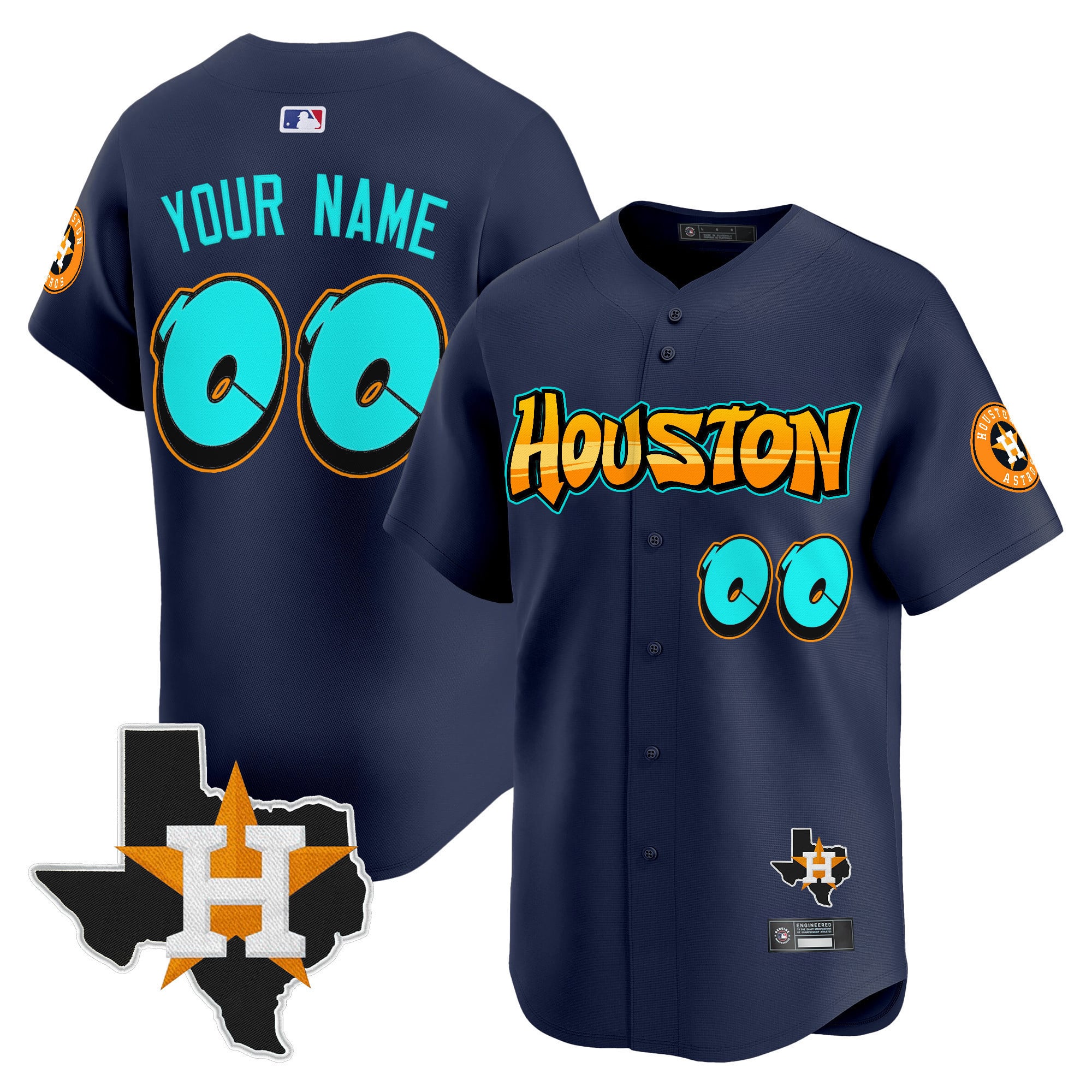 Alternative view of Astros Cream Graffiti Jersey - Nike - Custom Name & Number