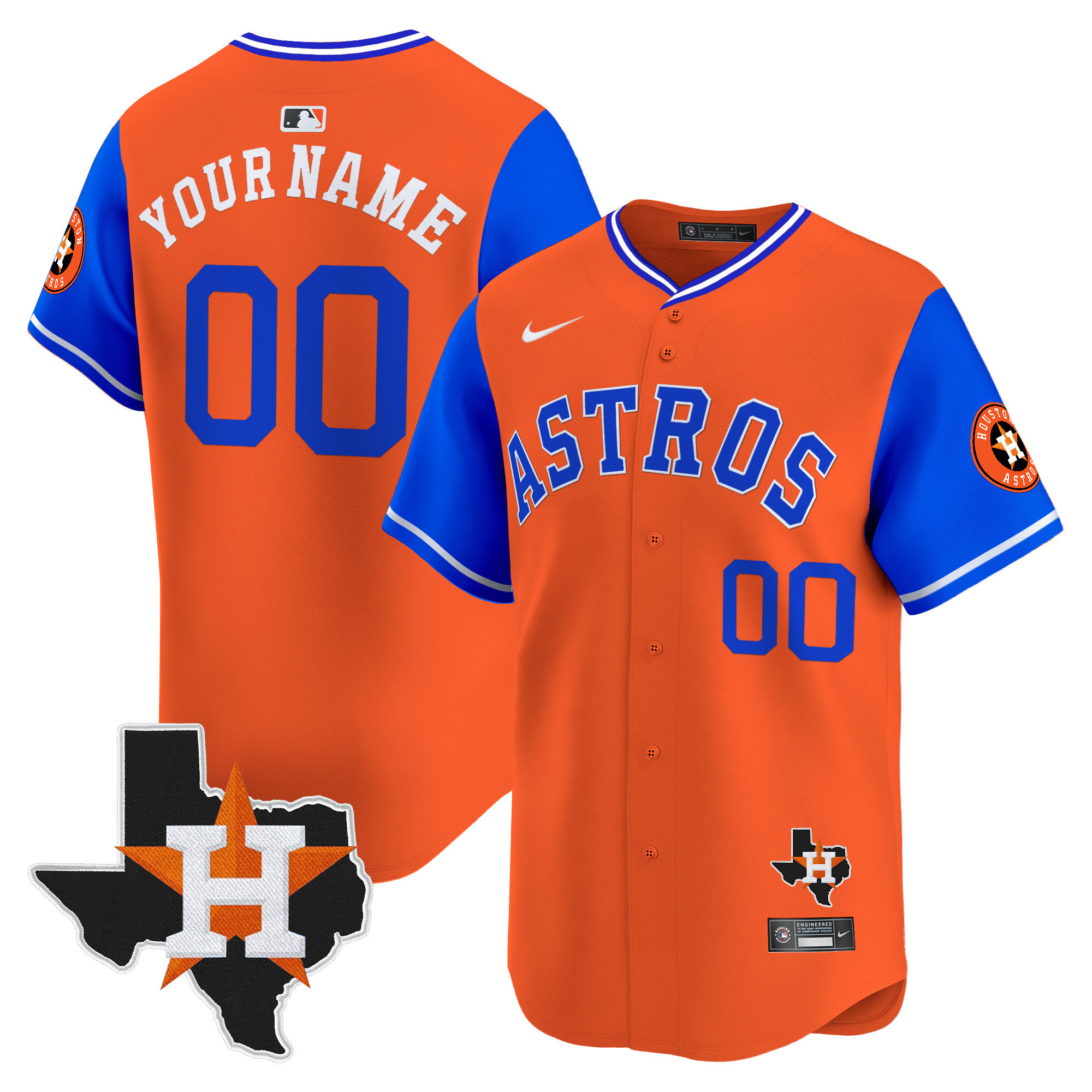 Alternative view of Astros Orange Alternate Jersey - Nike - Custom Name & Number