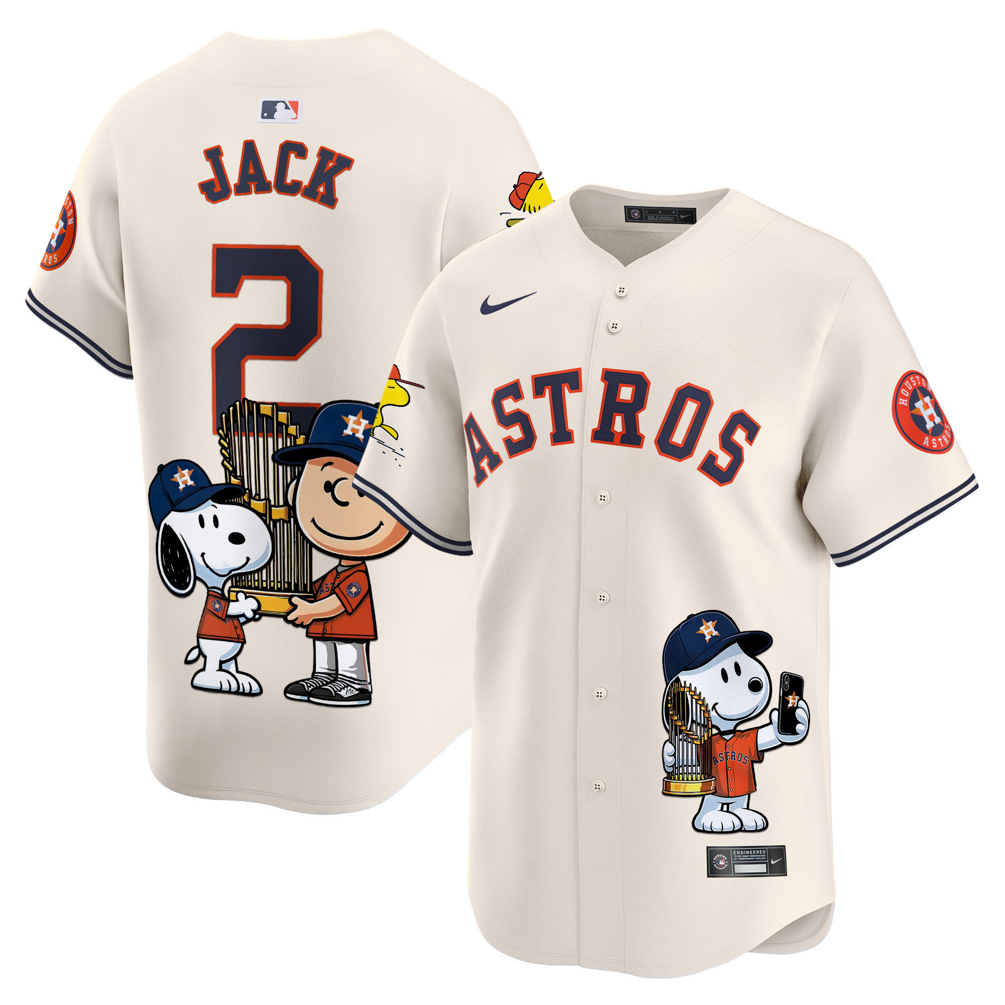 Alternative view of Astros Peña Peanuts Jersey - Nike Cream Limited Edition