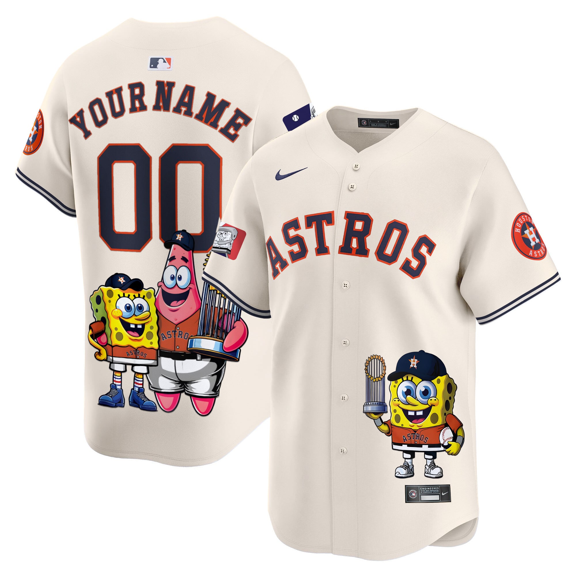 Alternative view of Astros Spongebob Jersey - Nike - White Custom Edition