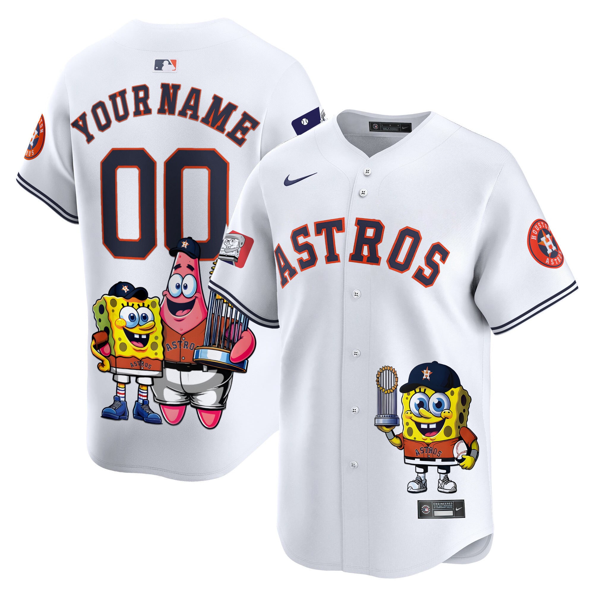 Astros Spongebob Jersey - Nike - White Custom Edition
