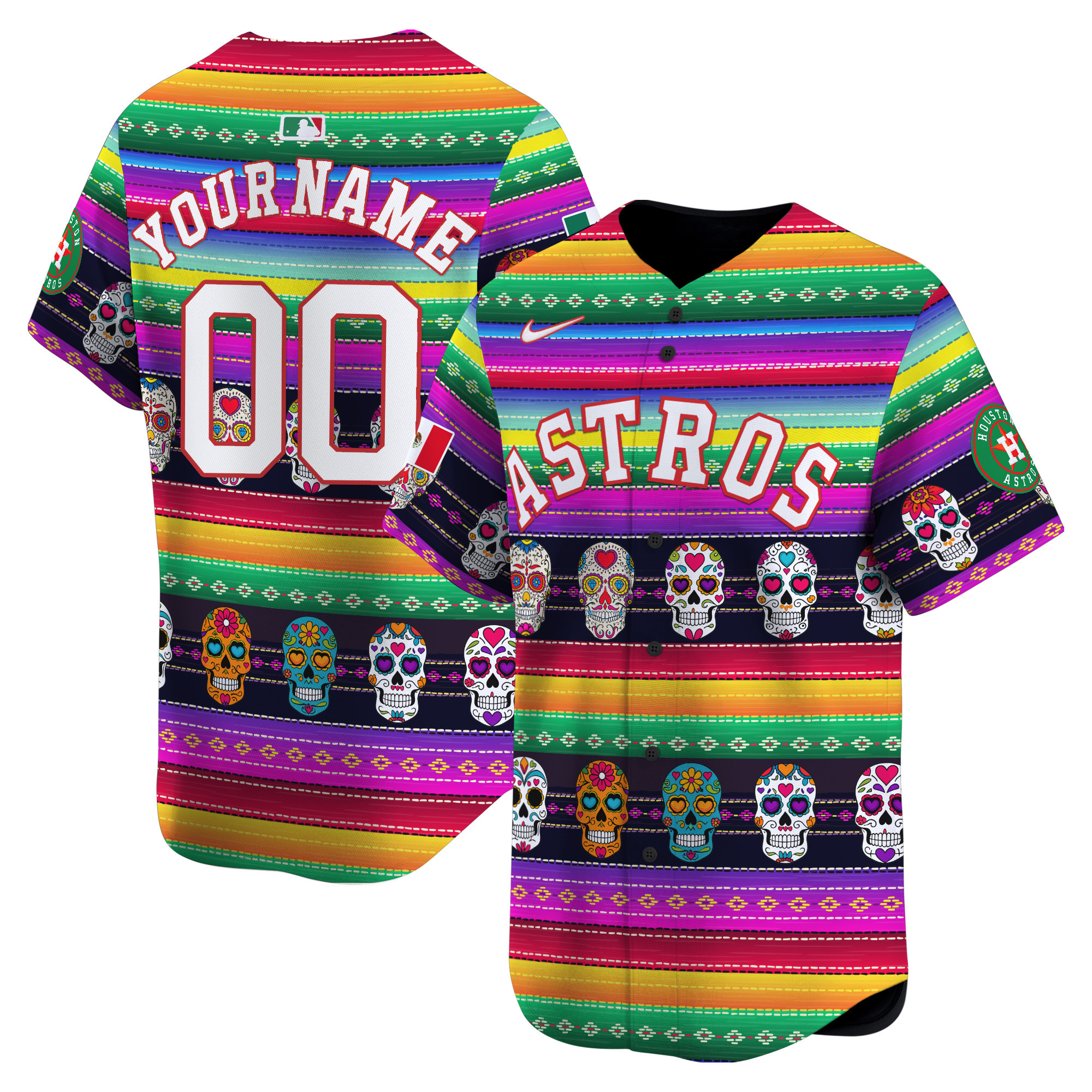 Astros Sugar Skull Serape Jersey - Nike - Custom Name/Number