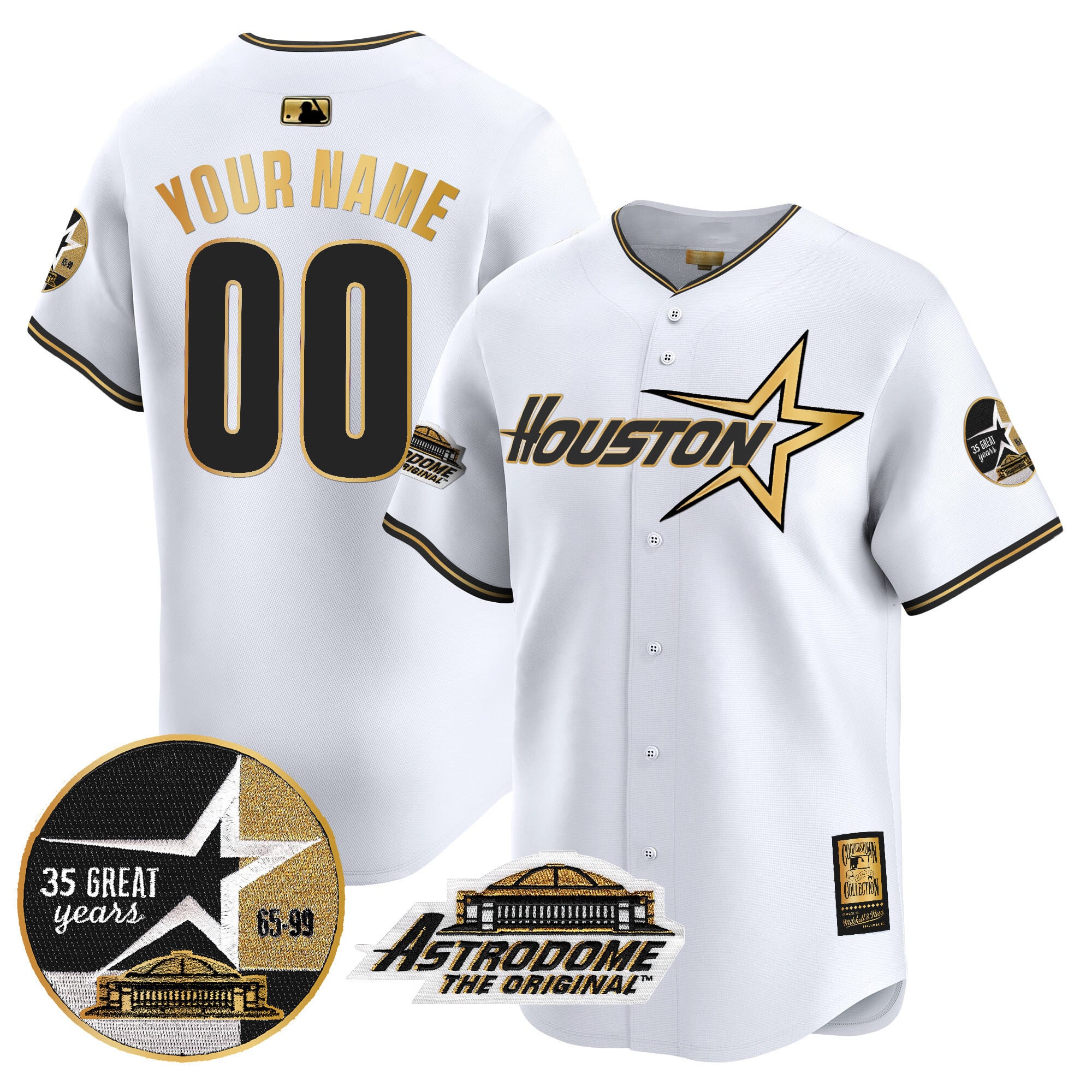 Alternative view of Astros Throwback Jersey - Mitchell & Ness - Navy Cooperstown