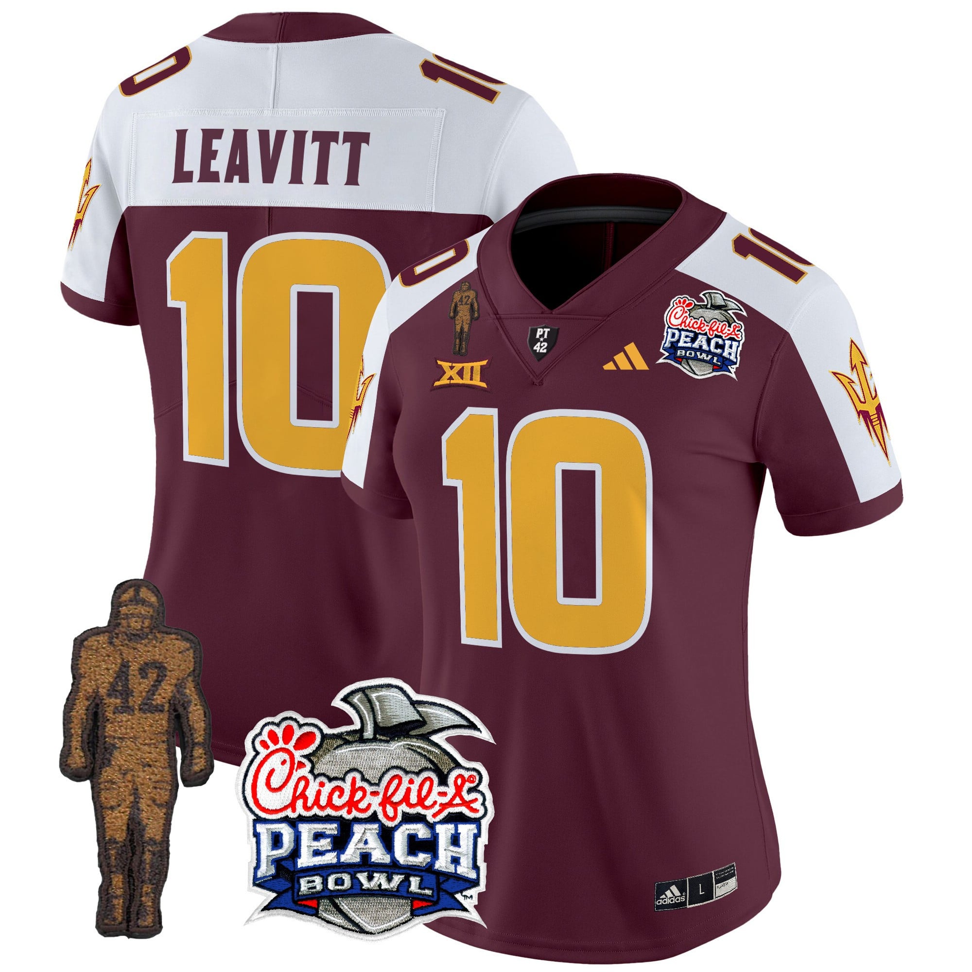ASU Leavitt #10 Jersey - Adidas ASU Leavitt #10 Peach Bowl Jersey