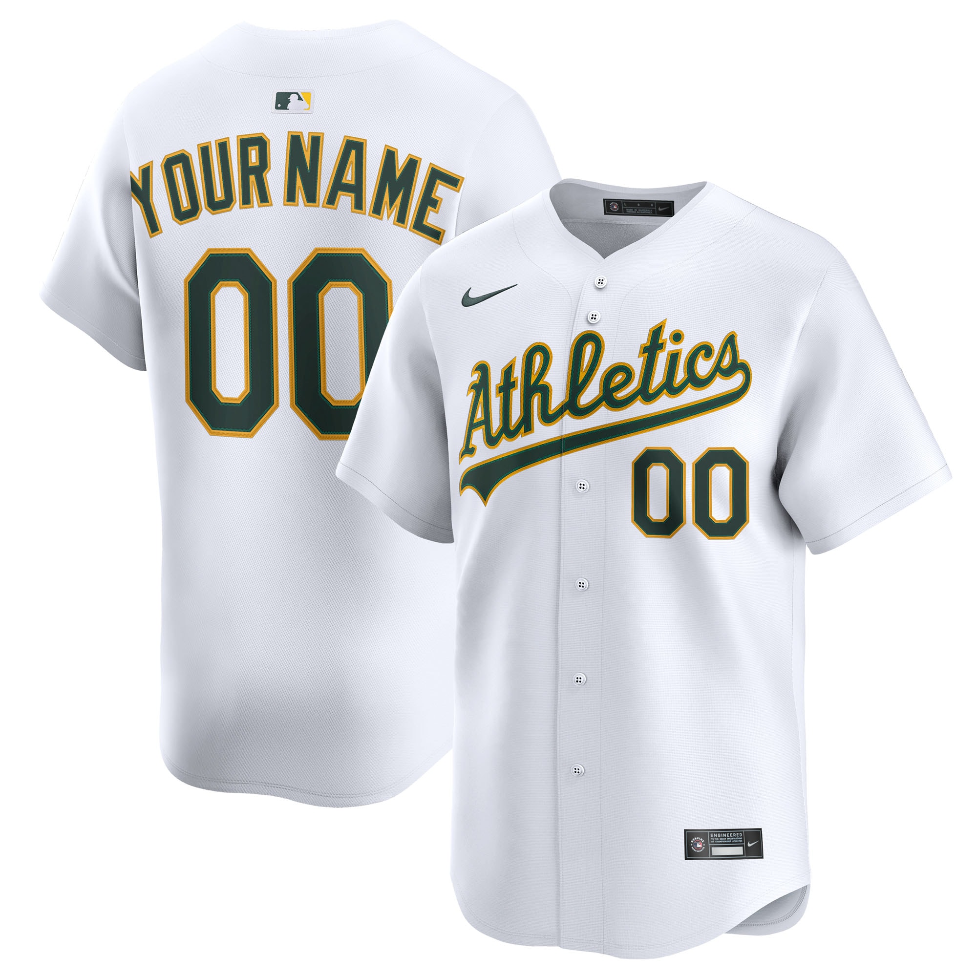 Athletics Home Limited Custom Jersey - White